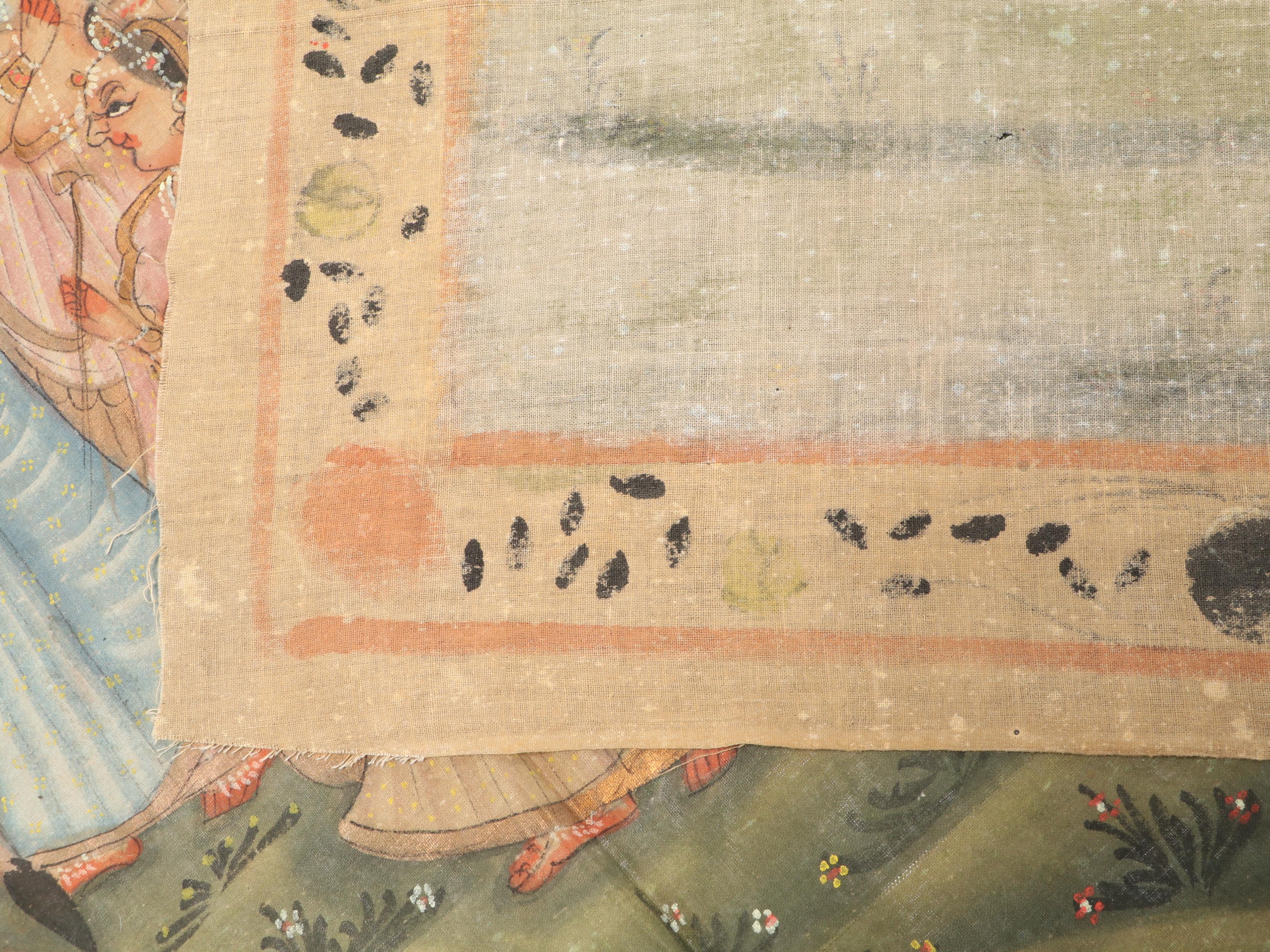 Indian Pichwai Gouache Painting of Elephant Procession, Mid-20th Century