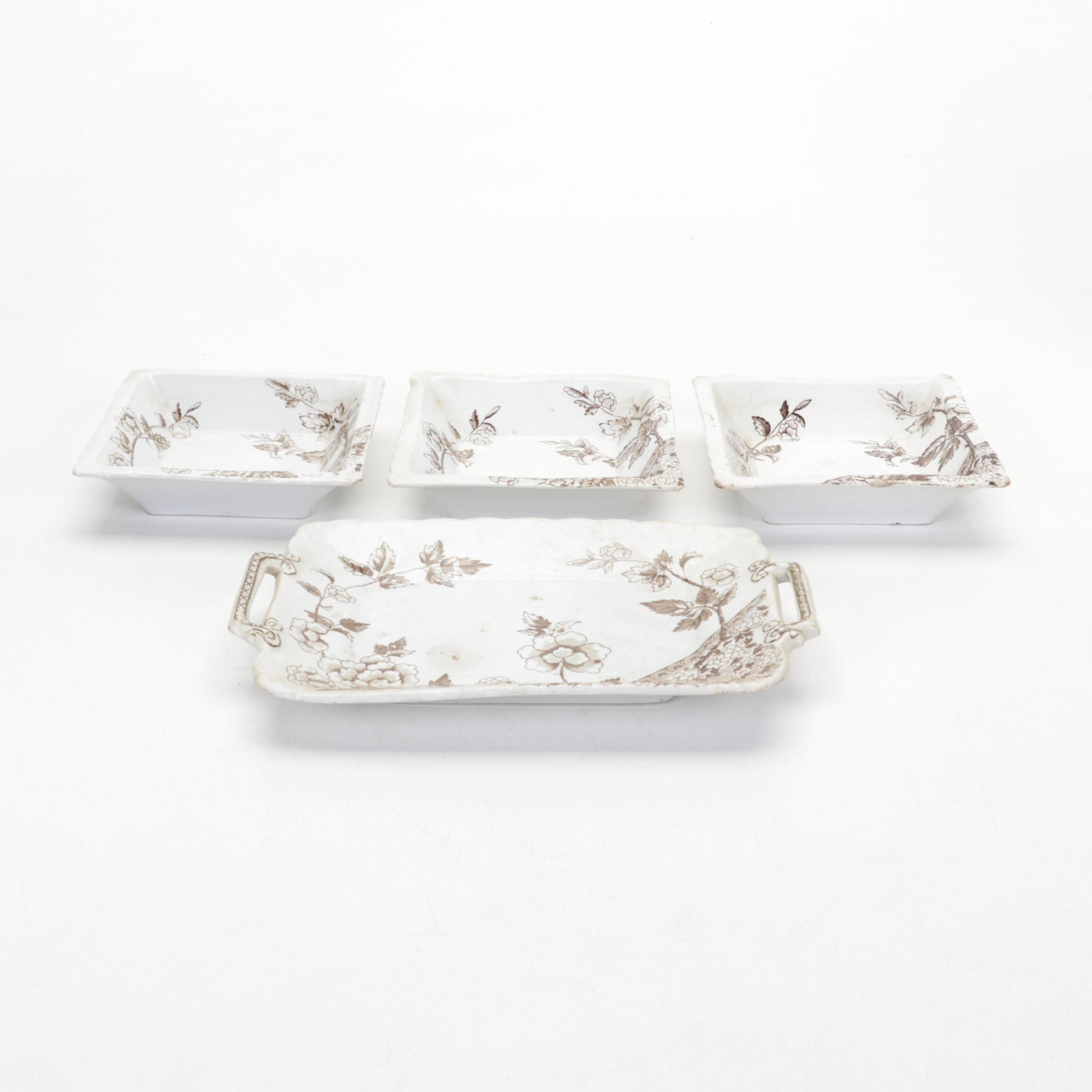 Victorian Oak Clock with English Aesthetic Movement Dishes and Other Décor