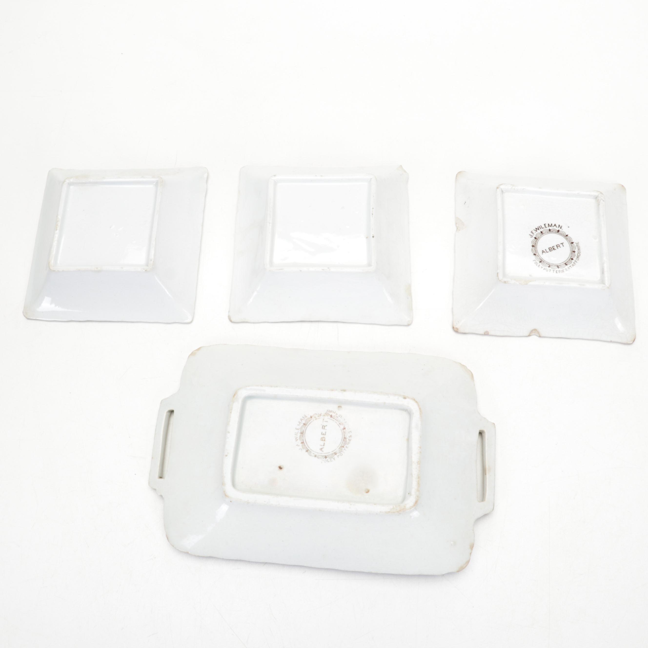 Victorian Oak Clock with English Aesthetic Movement Dishes and Other Décor