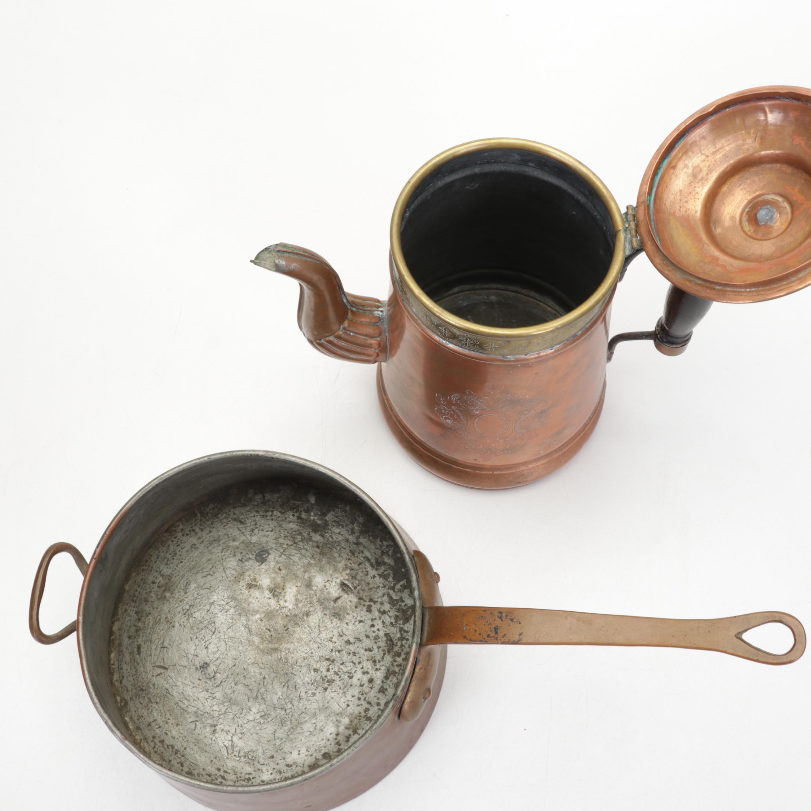 Victorian Oak Clock with English Aesthetic Movement Dishes and Other Décor