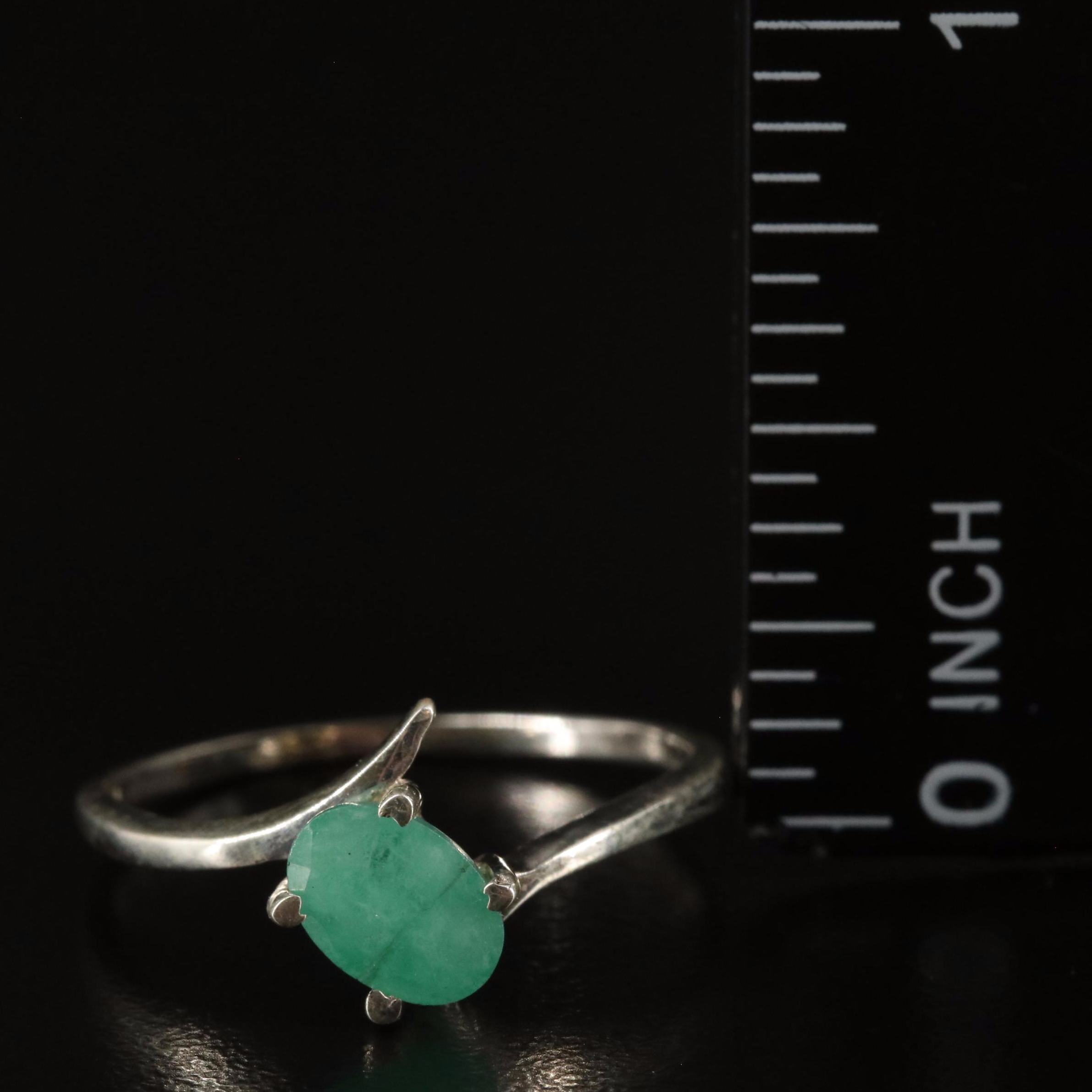 Sterling and Emerald Solitaire Ring