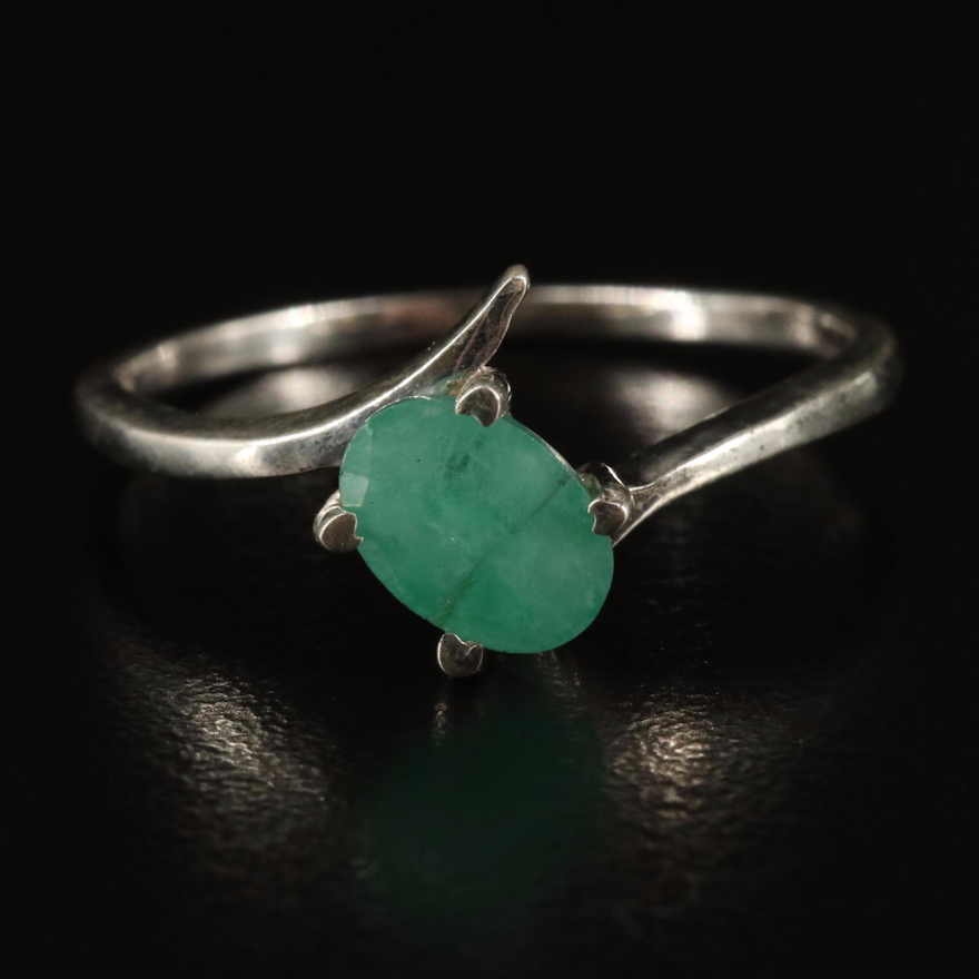 Sterling and Emerald Solitaire Ring