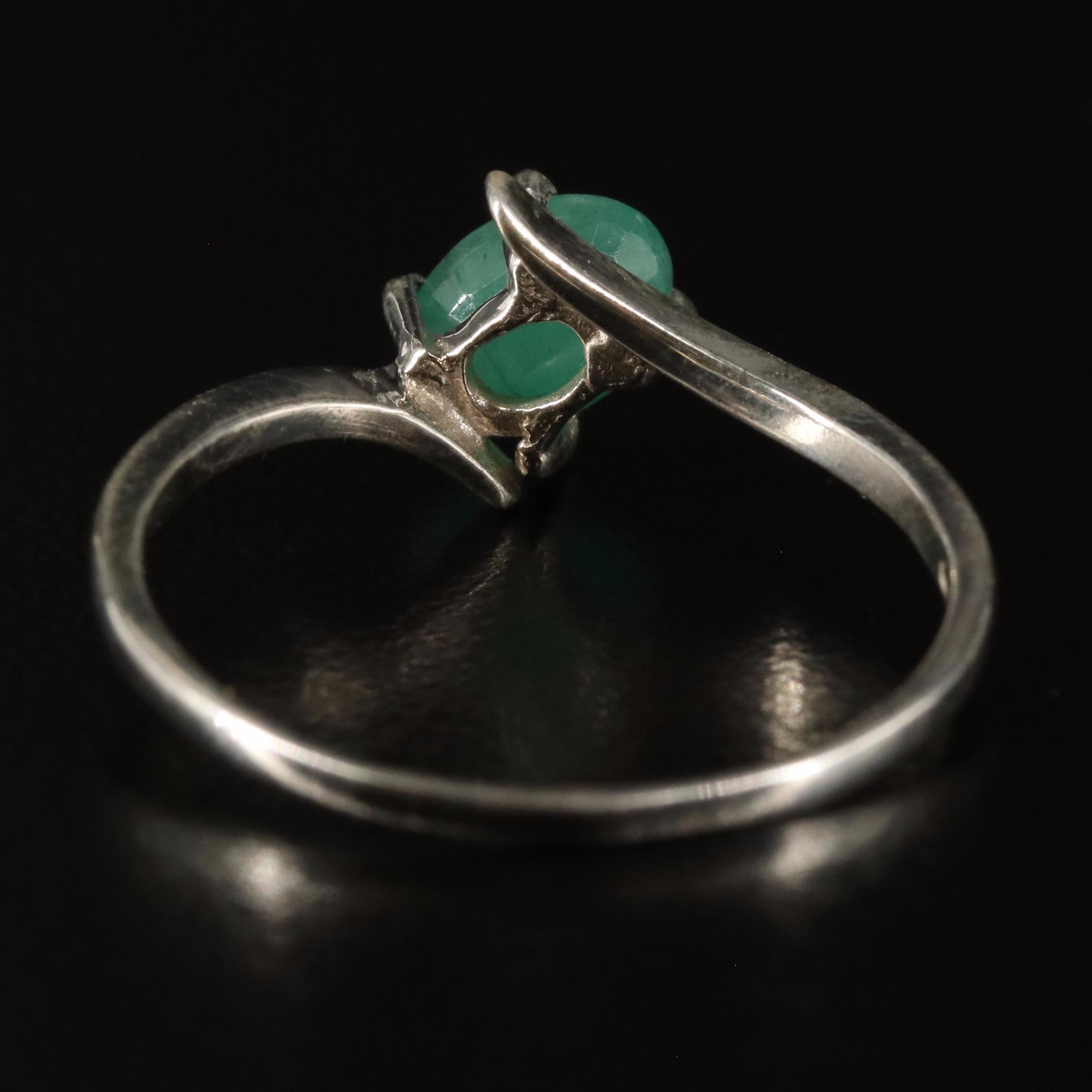 Sterling and Emerald Solitaire Ring
