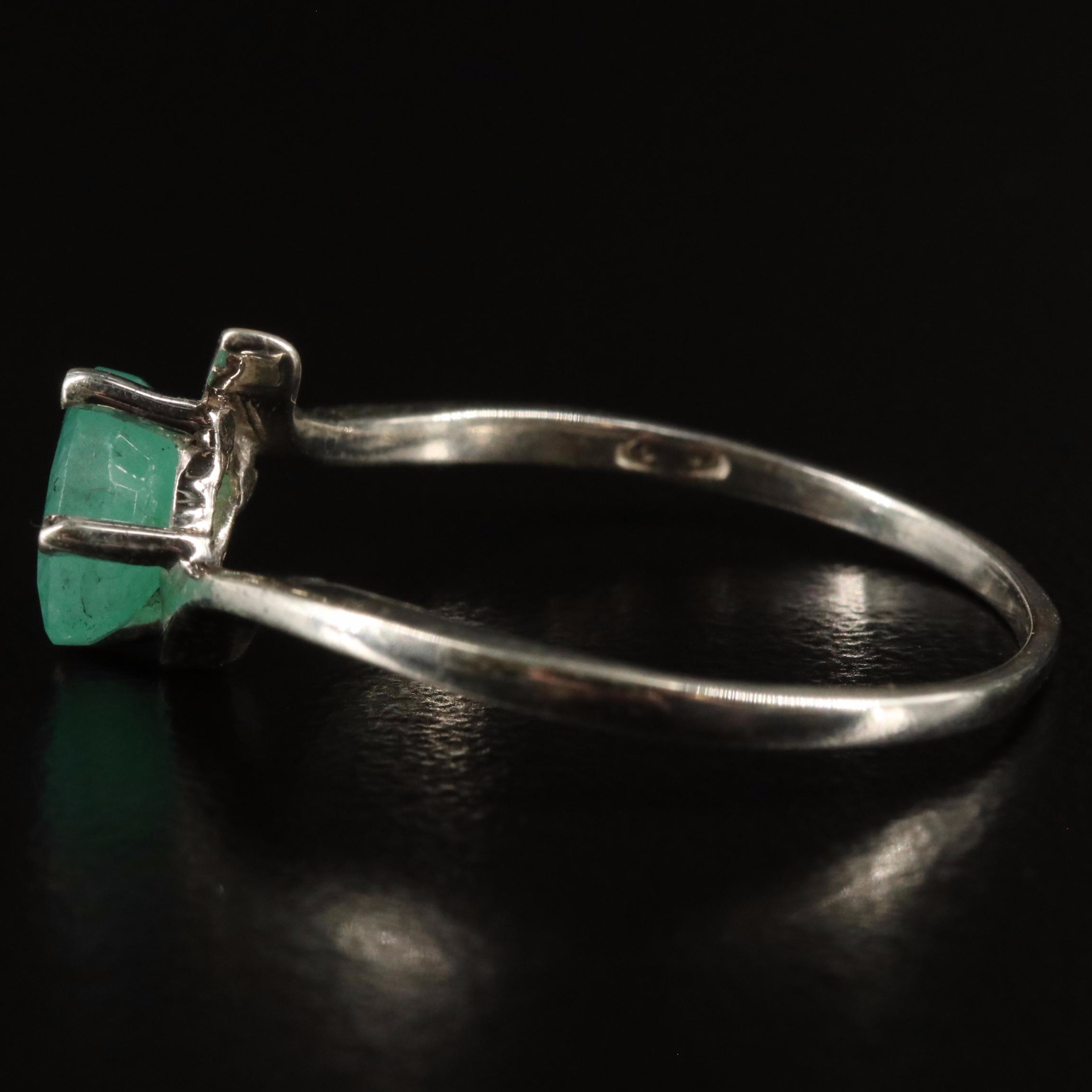 Sterling and Emerald Solitaire Ring