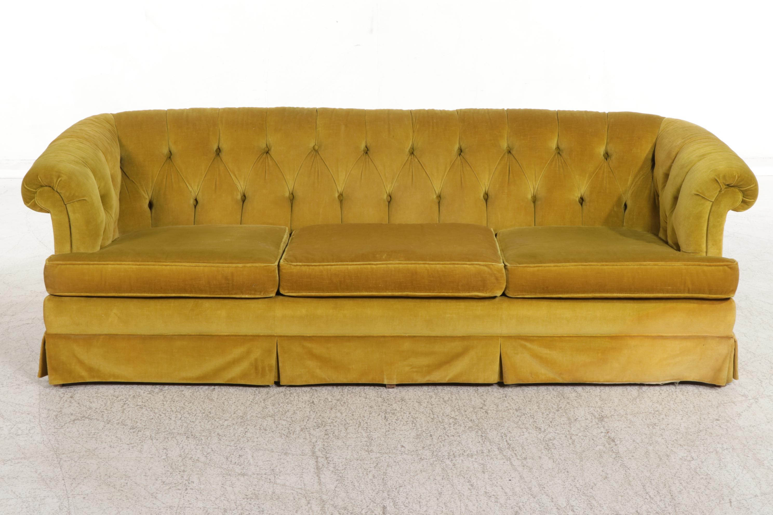 Shuford Furniture Mid Century Modern Upholstered Button Tufted Sofa