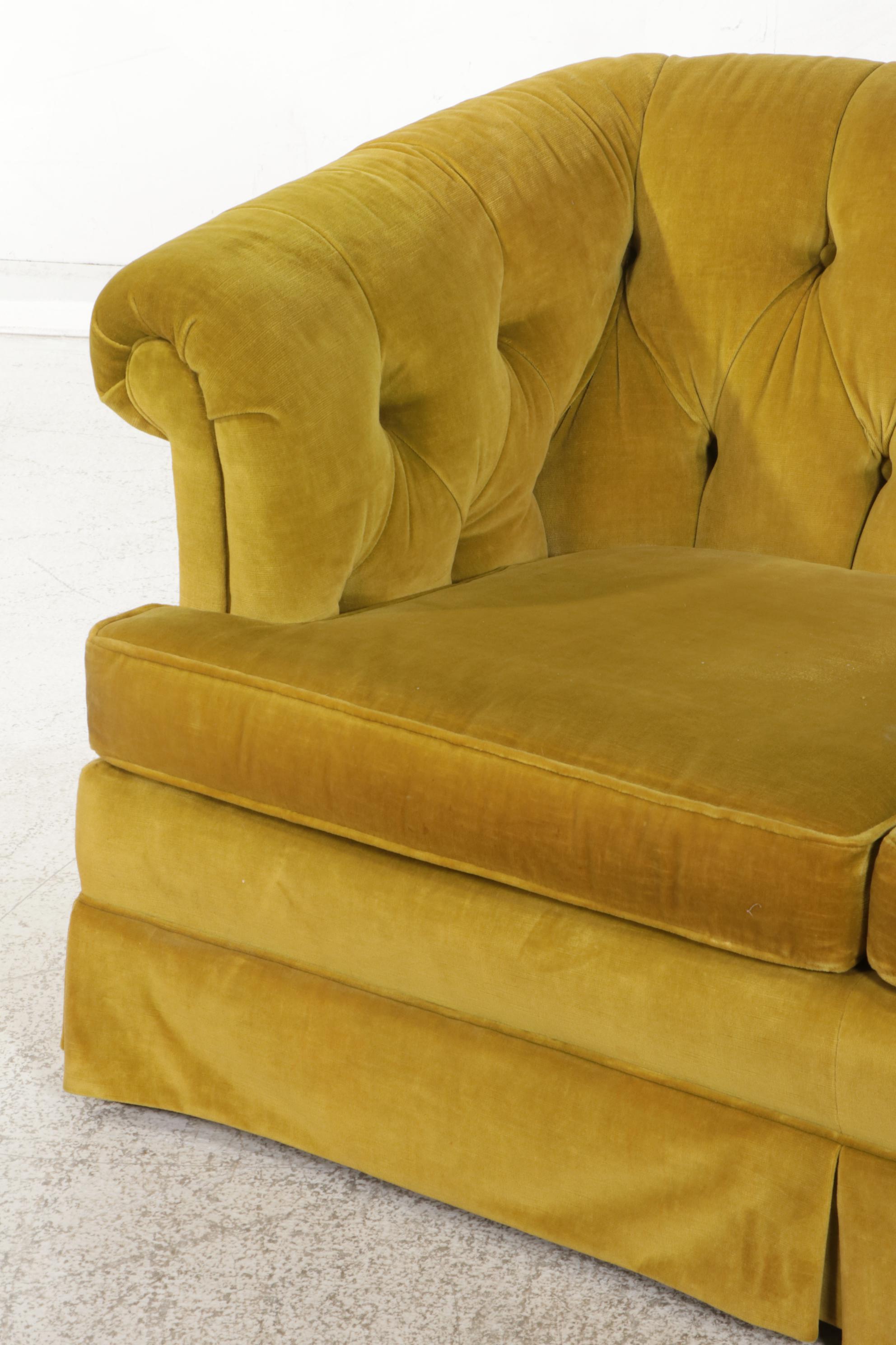 Shuford Furniture Mid Century Modern Upholstered Button Tufted Sofa