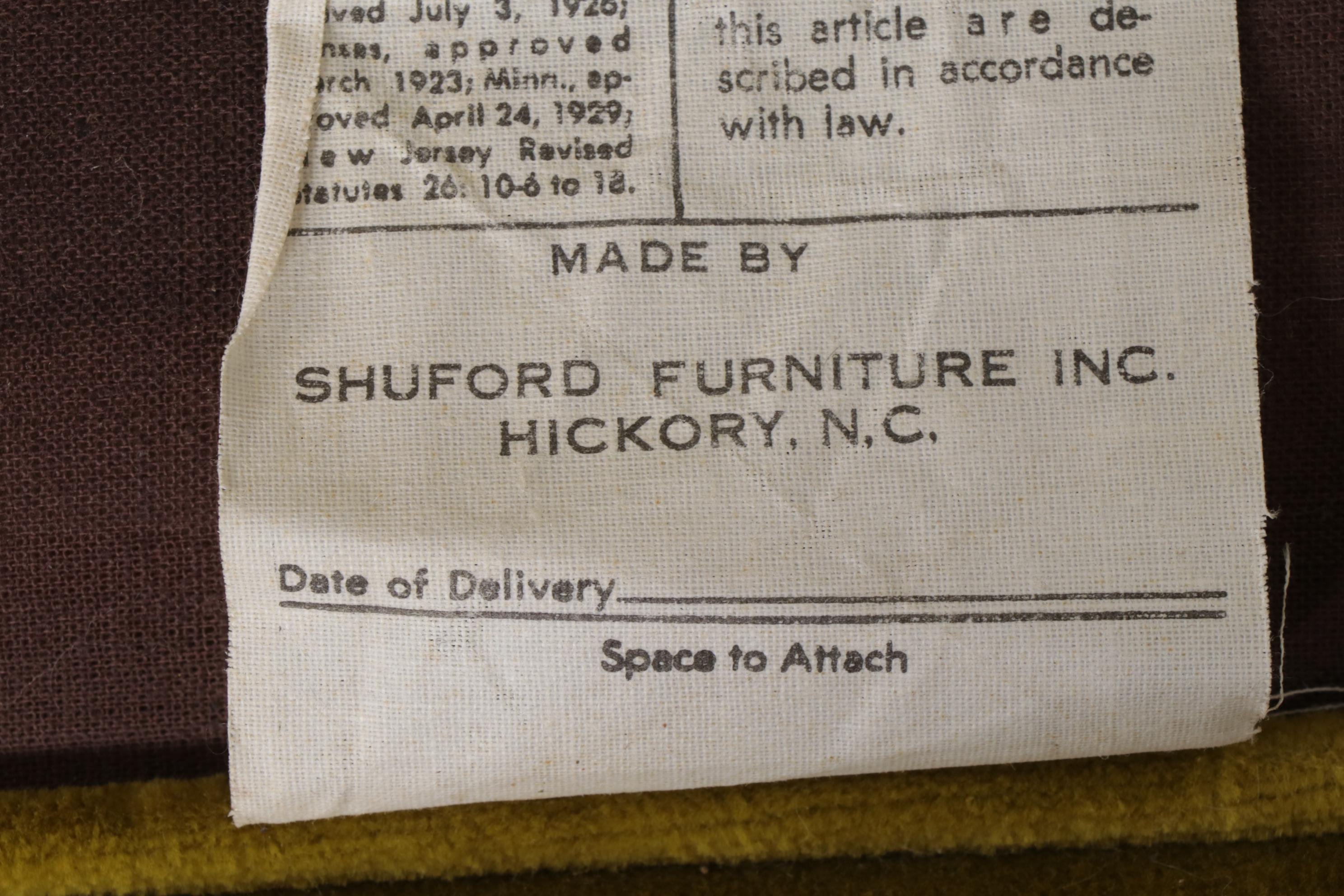Shuford Furniture Mid Century Modern Upholstered Button Tufted Sofa