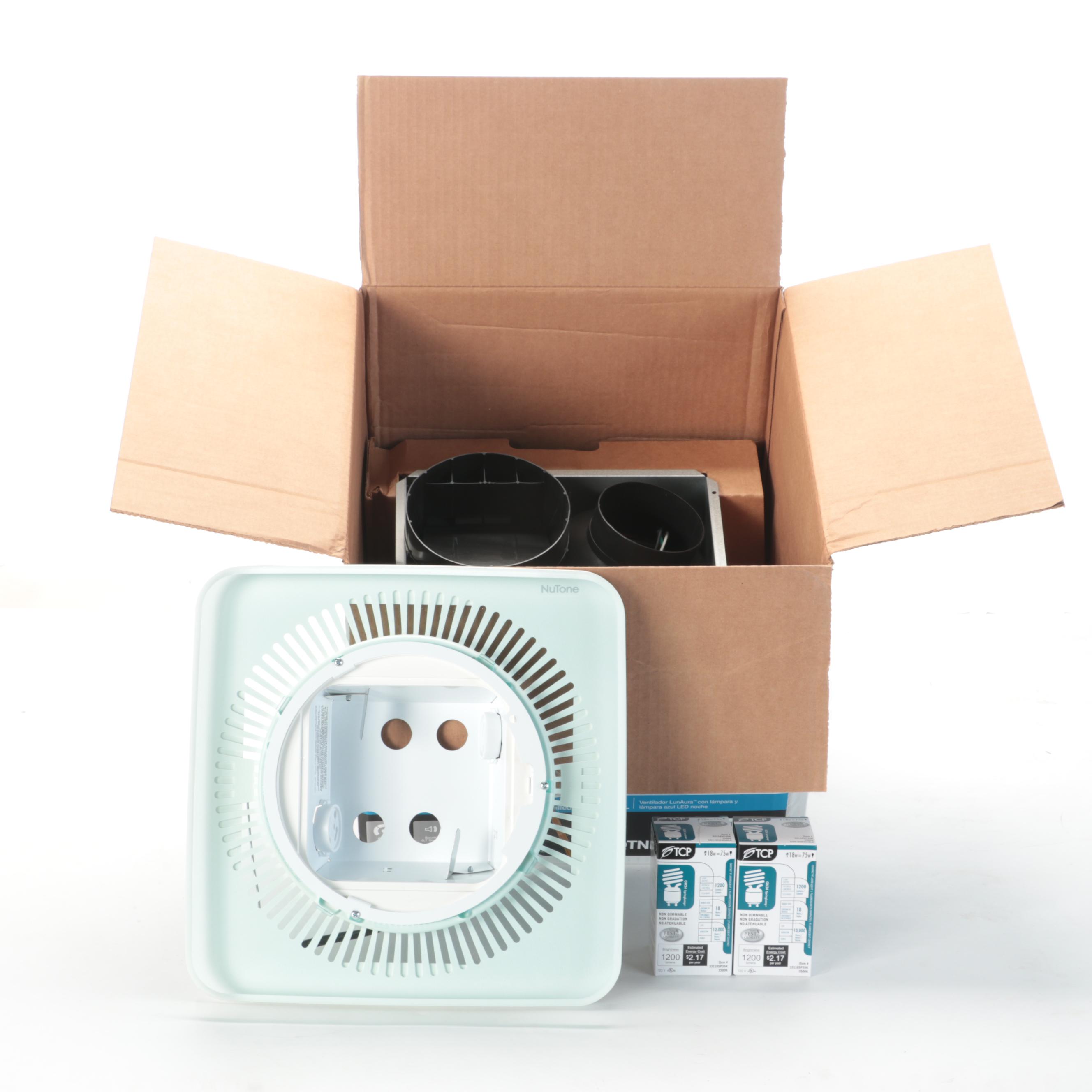 NuTone LunAura Ventilation Ceiling Fan Light With Blue Night Light