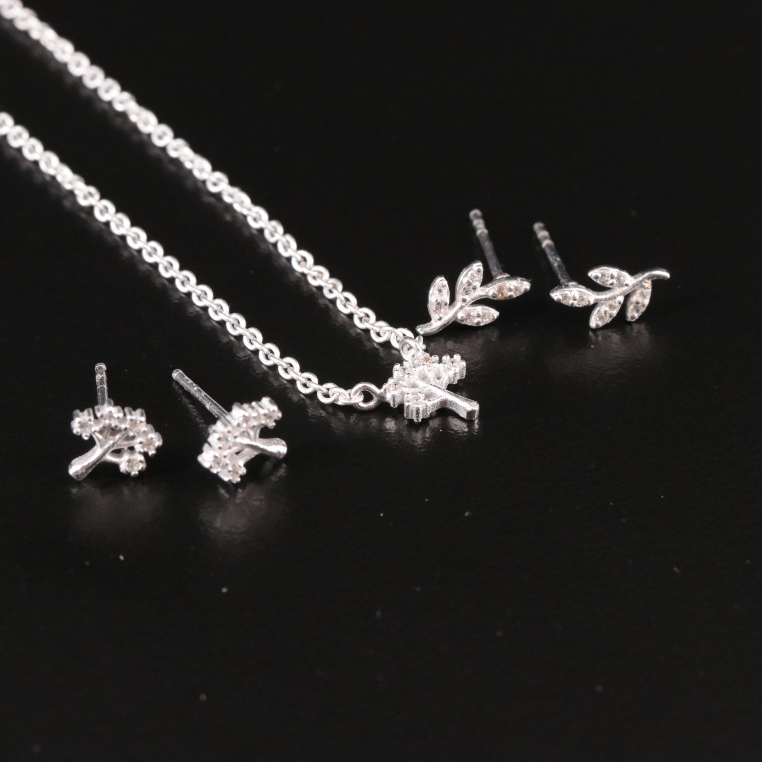 Sterling Cubic Zirconia Necklace and Earrings Set