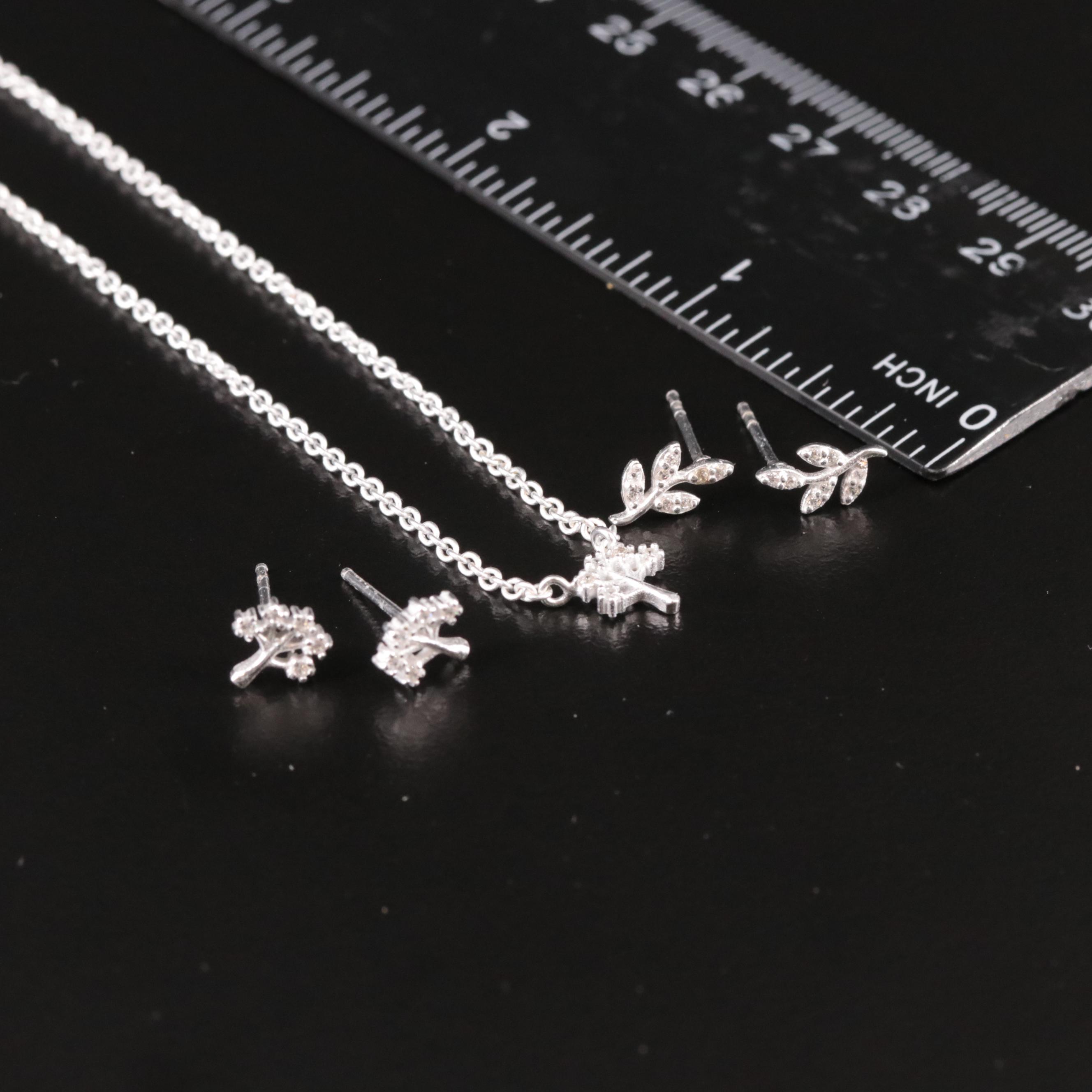 Sterling Cubic Zirconia Necklace and Earrings Set