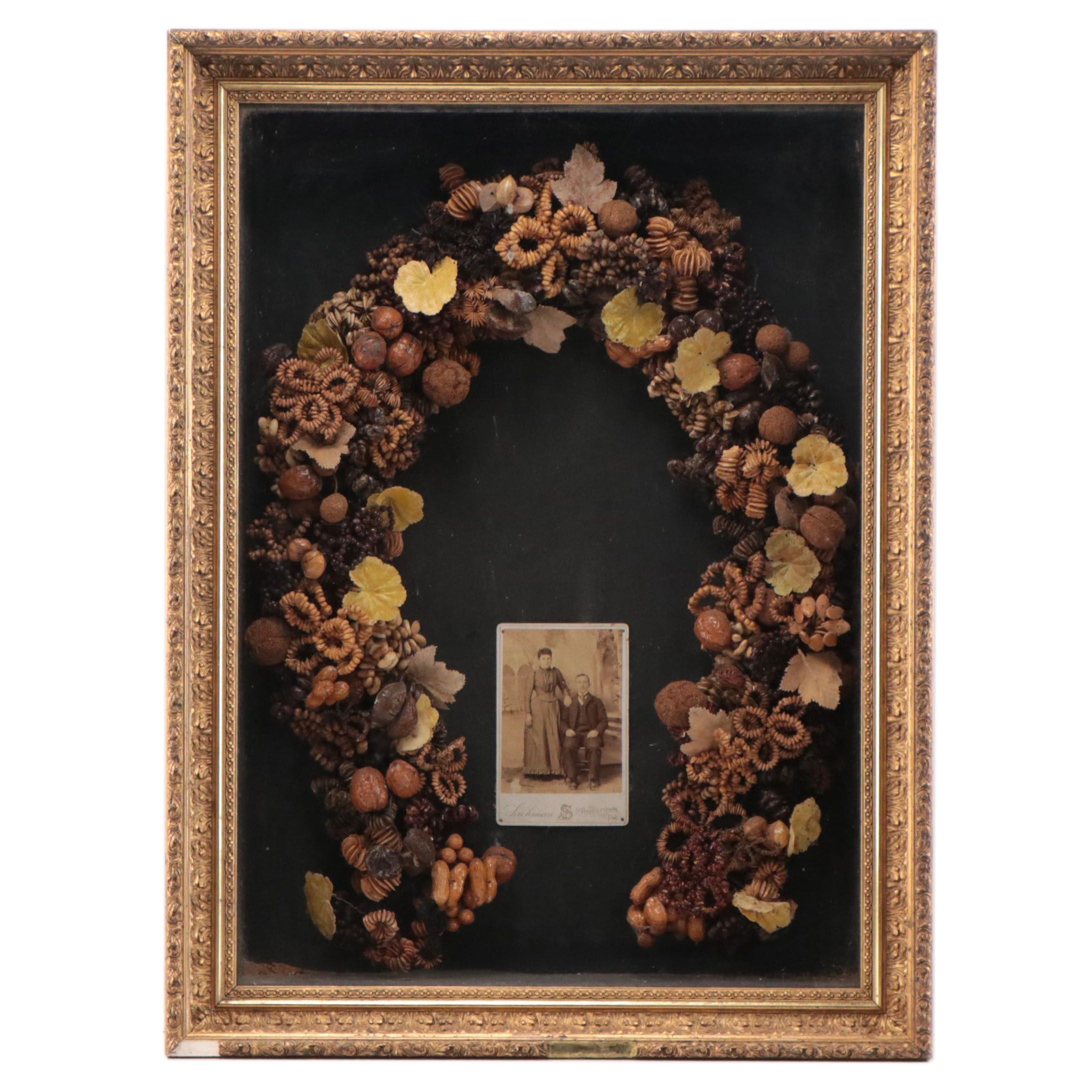 Albumen Photograph of a Couple With Wreath, Circa 1900
