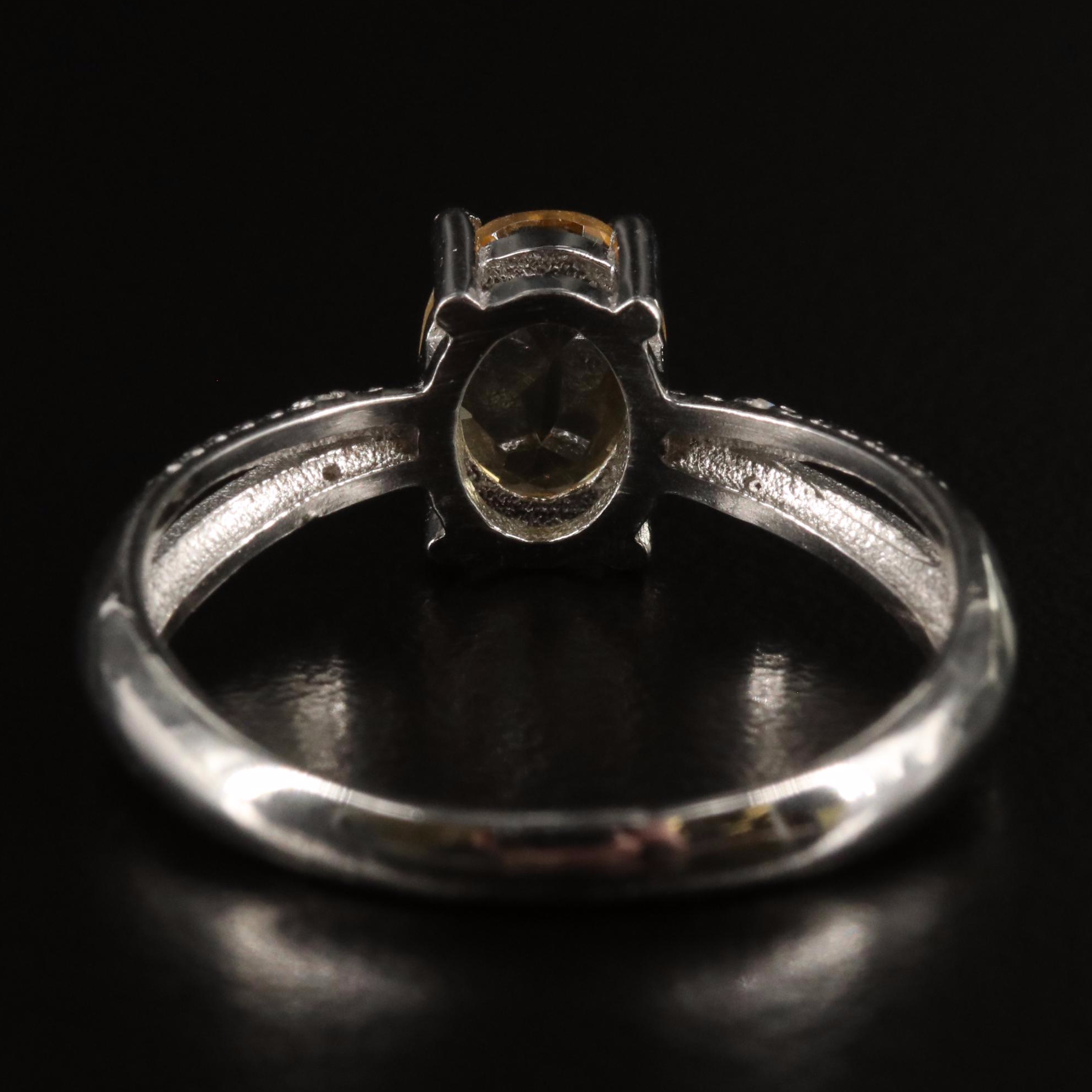 Sterling Citrine and Diamond Ring