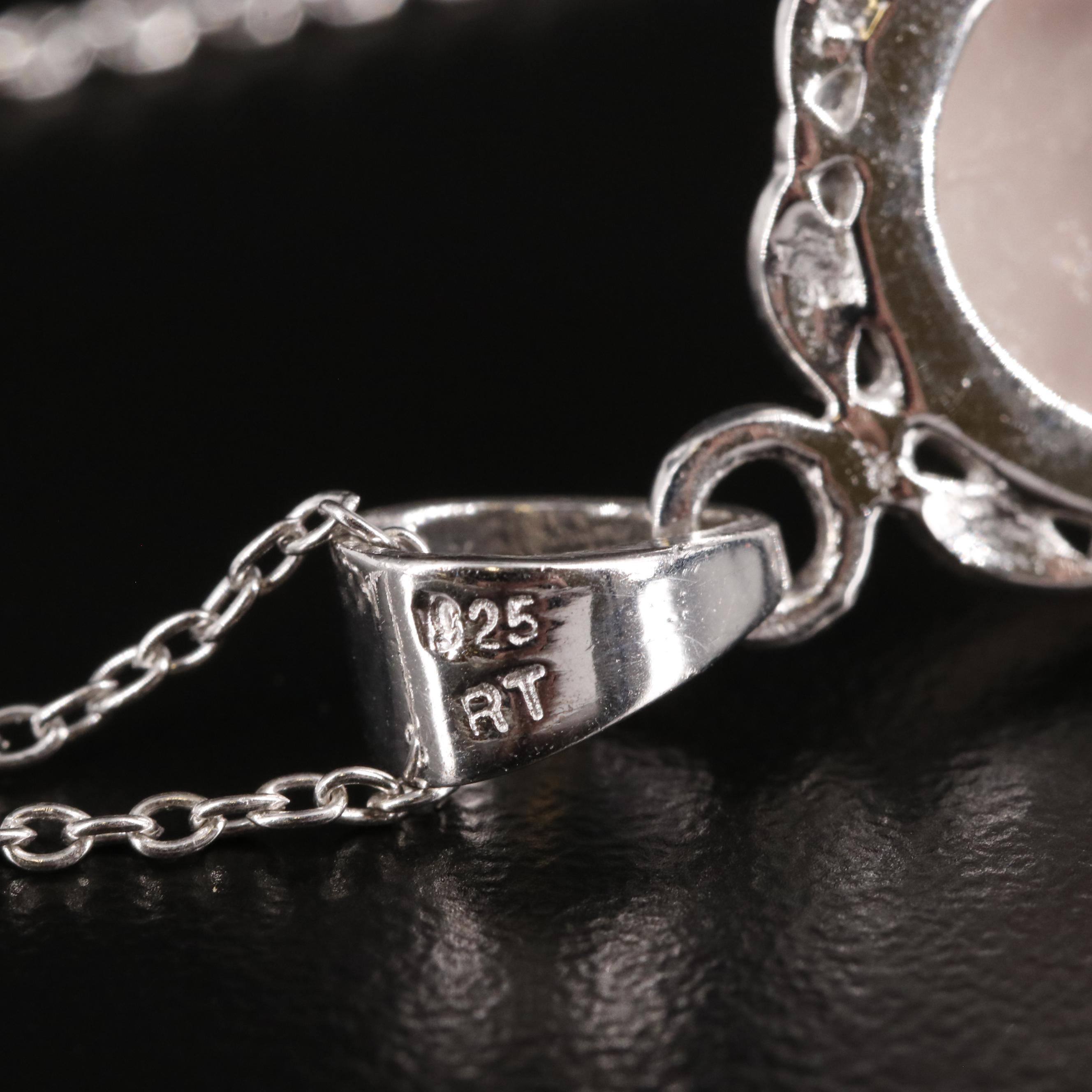 Sterling Rose Quartz Pendant Necklace