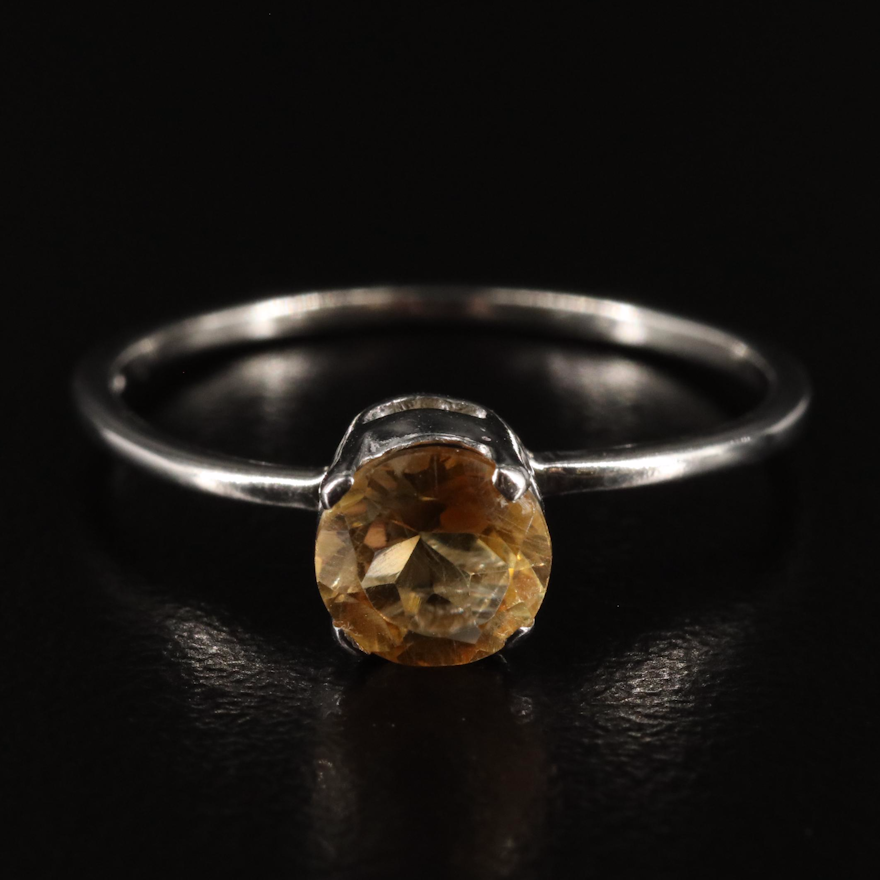 Sterling and Citrine Solitaire Ring