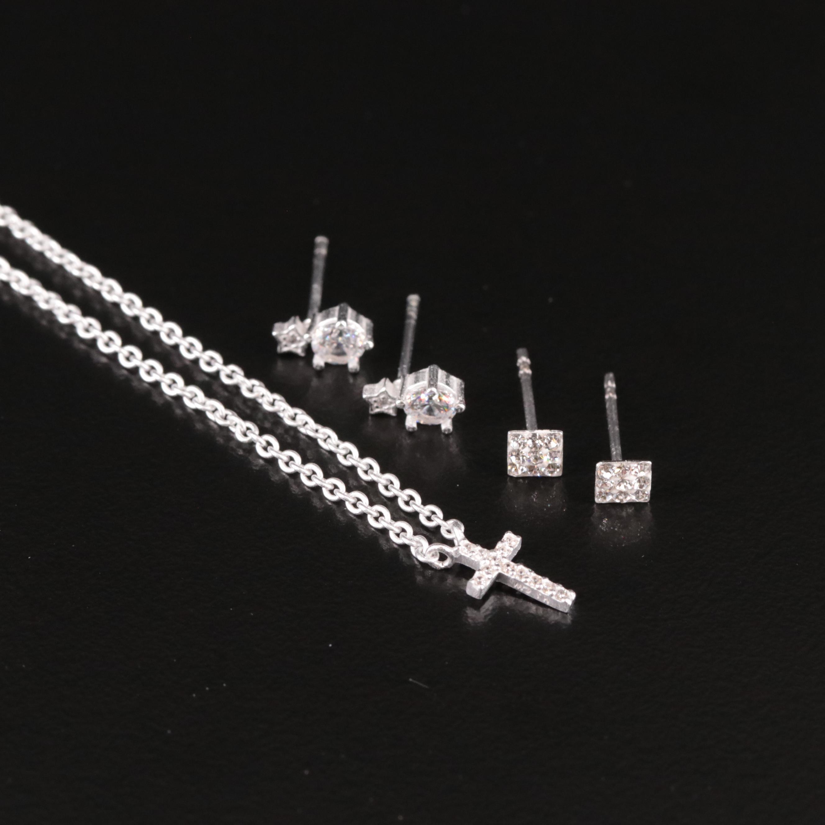 Sterling Cubic Zirconia Necklace and Earrings Set