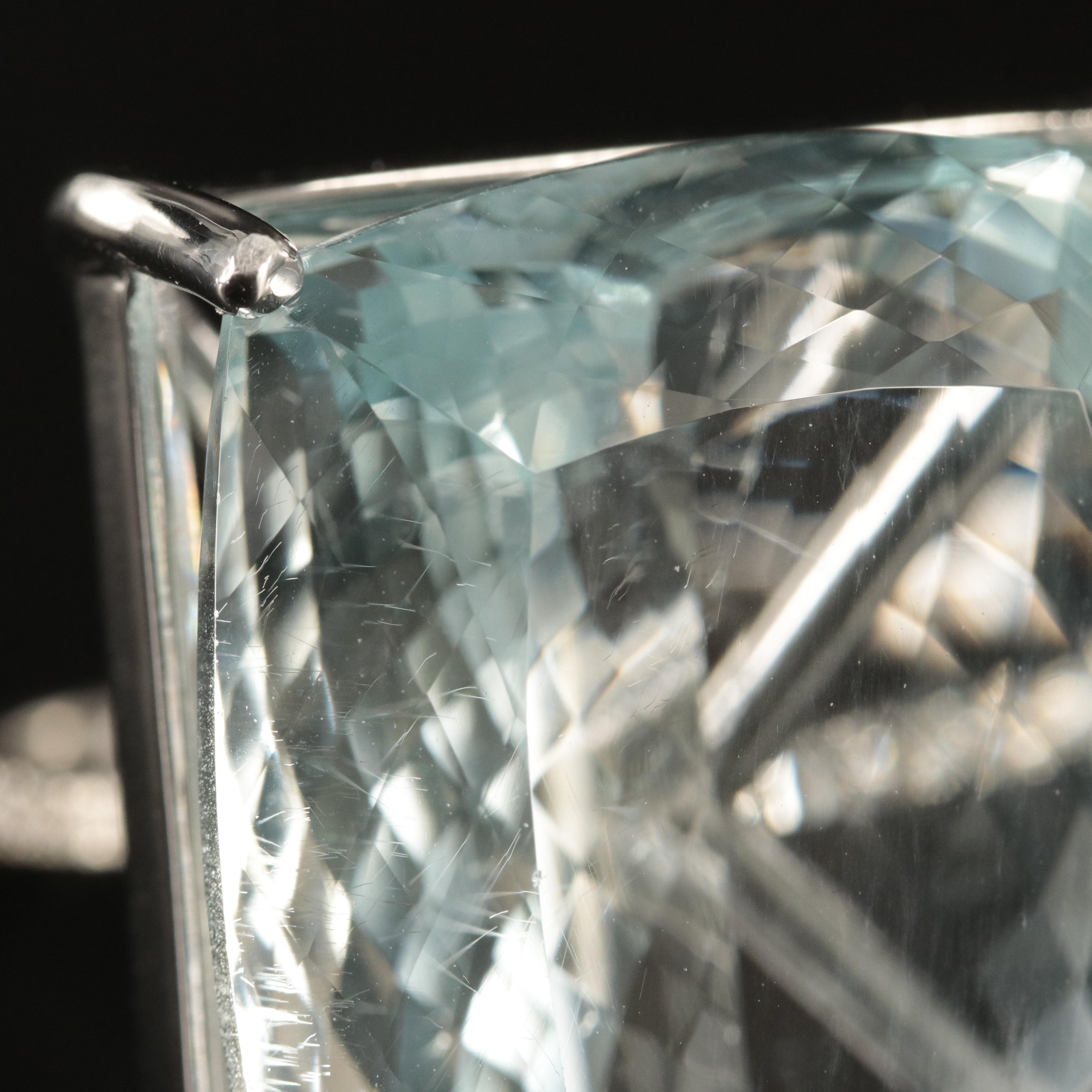 14K 77.27 CT Aquamarine and Diamond Ring