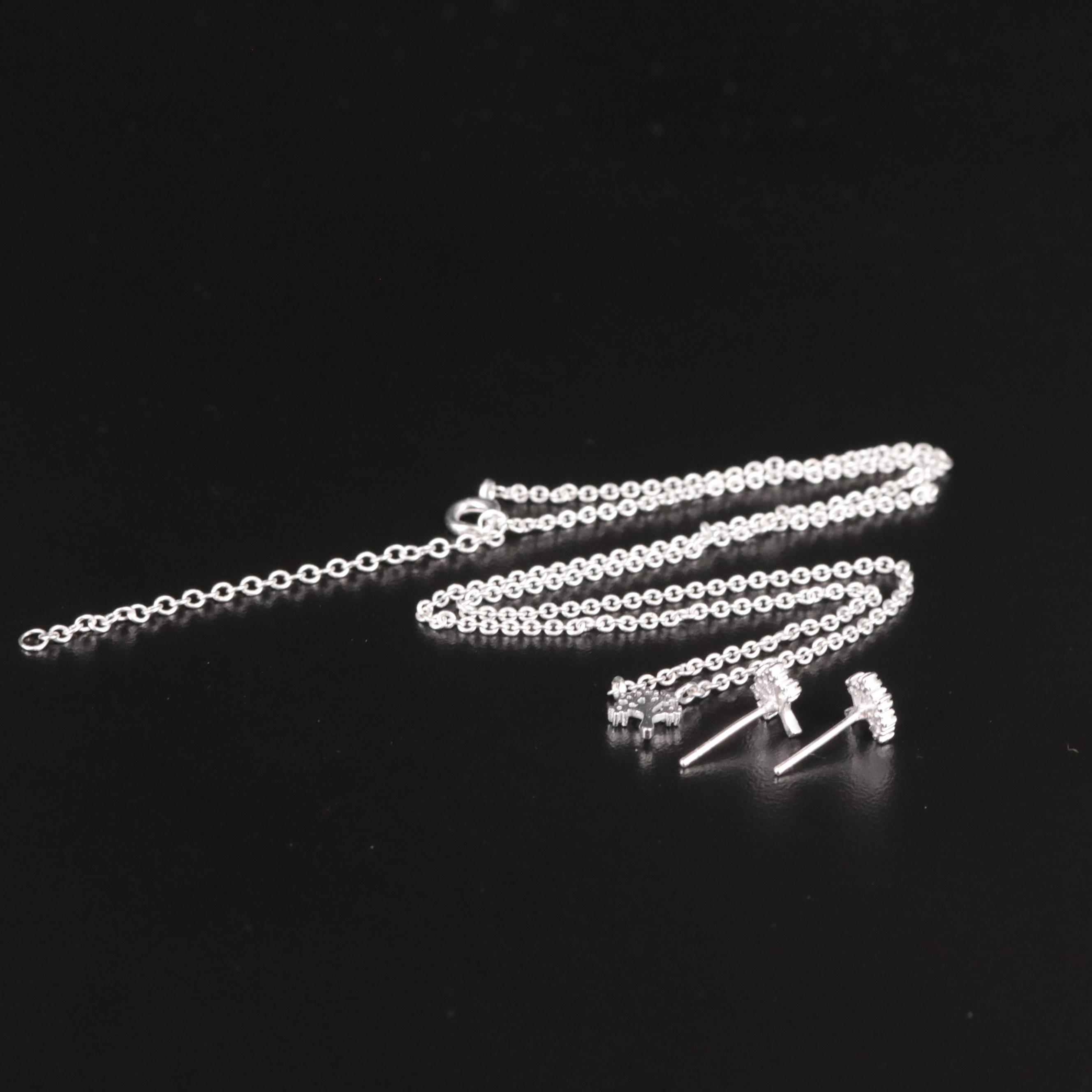 Sterling Cubic Zirconia Necklace and Earrings Set