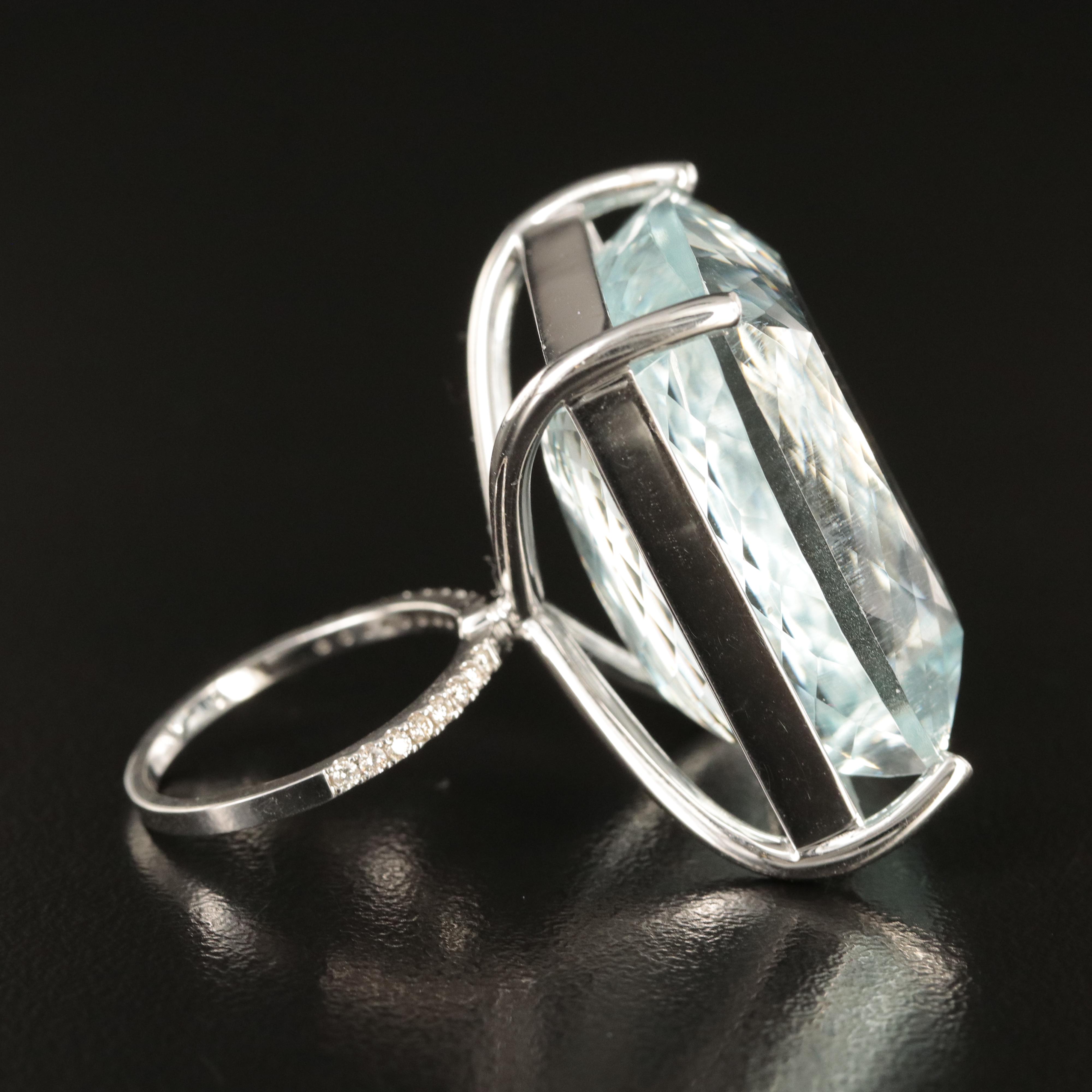 14K 77.27 CT Aquamarine and Diamond Ring
