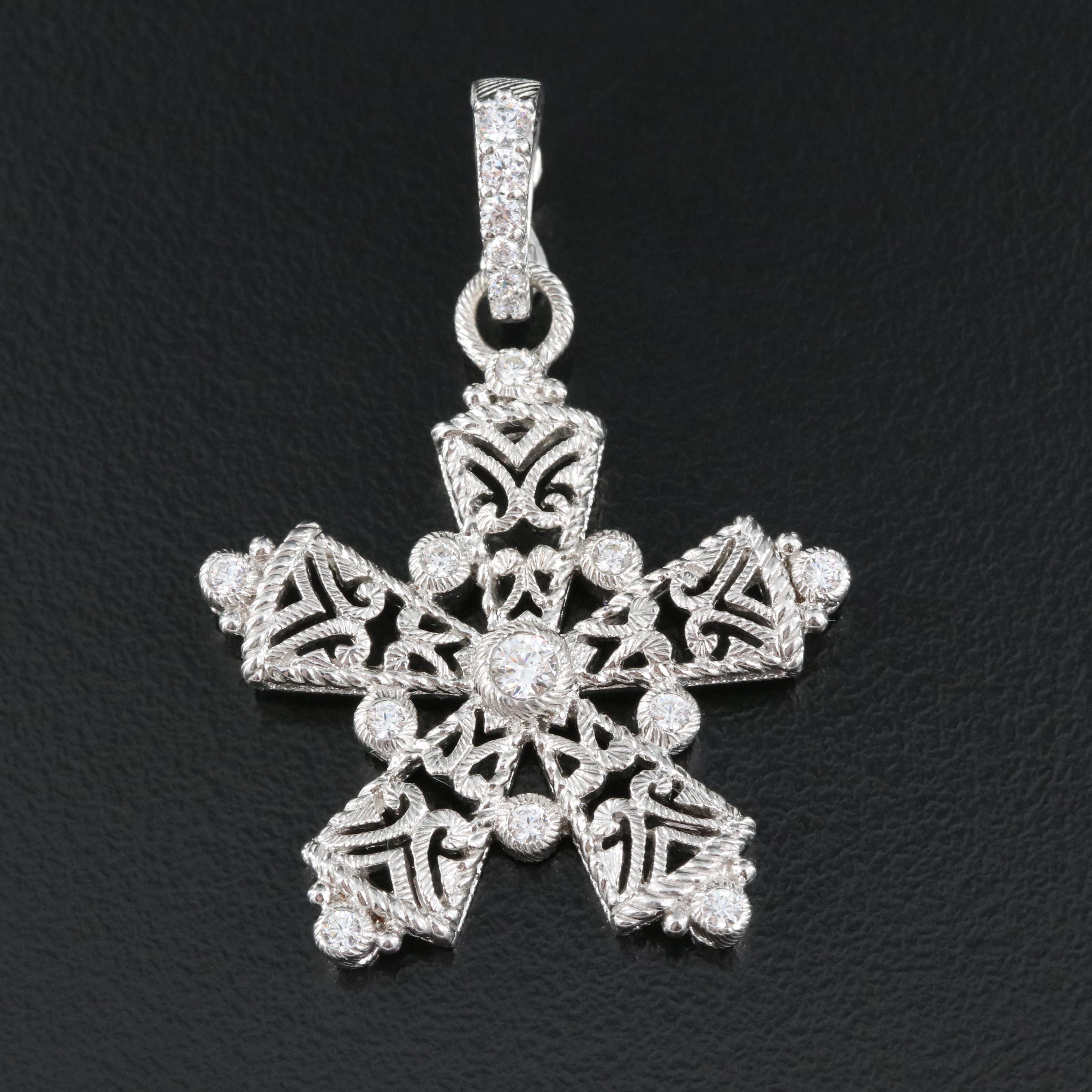 Judith Ripka Sterling Cubic Zirconia Snowflake Enhancer Pendant