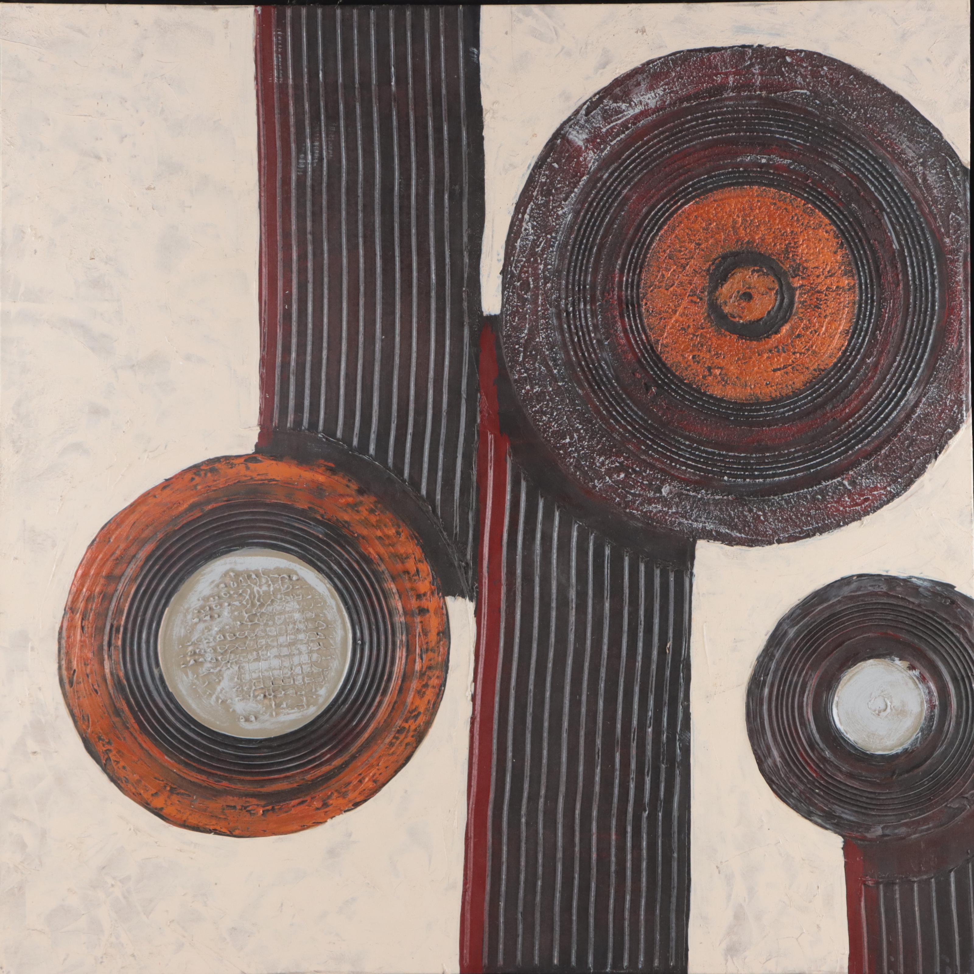 Abstract Geometric Mixed Media Painting