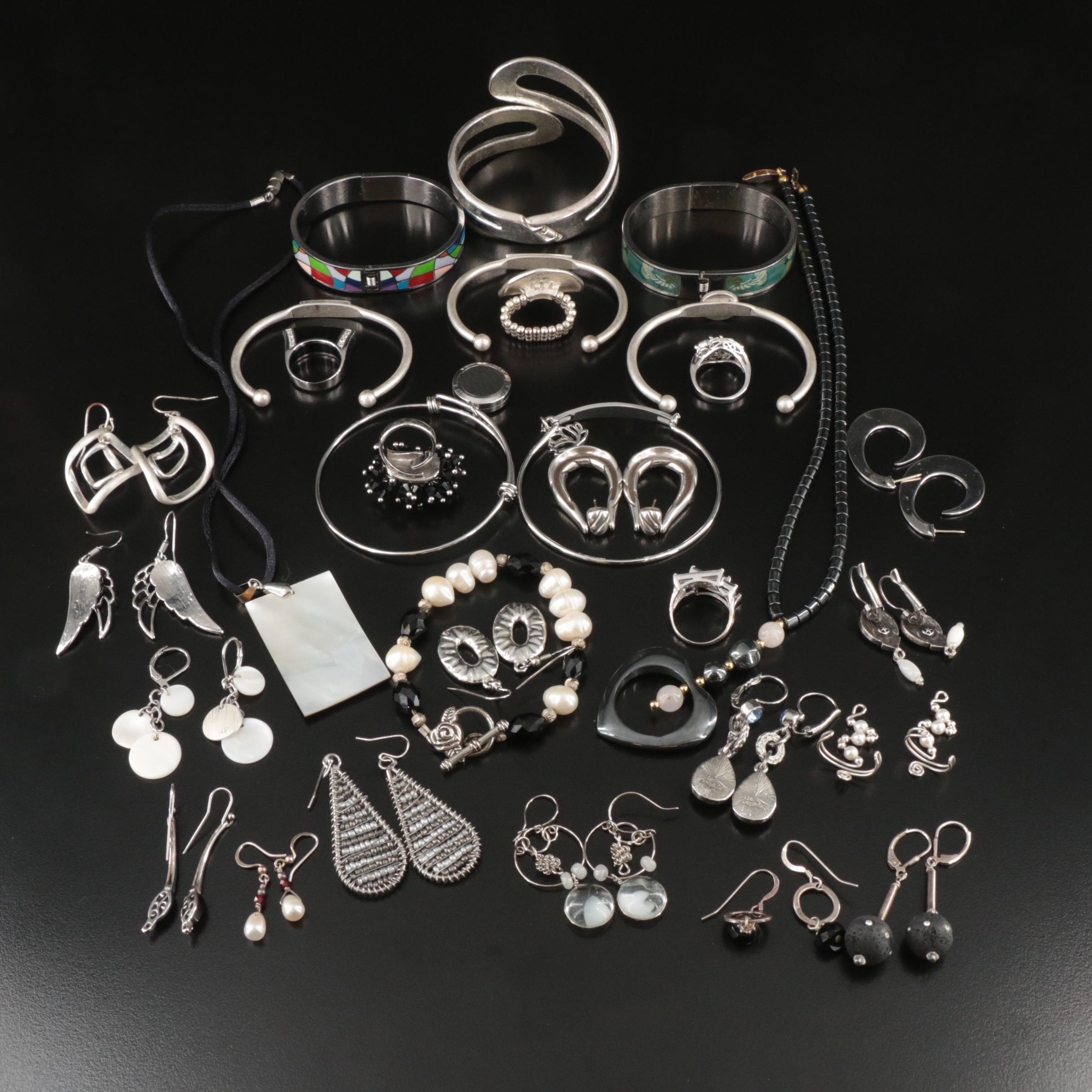 Sterling, Lia Sophia, Hematite and Rose Quartz Featured in Jewelry Assortment