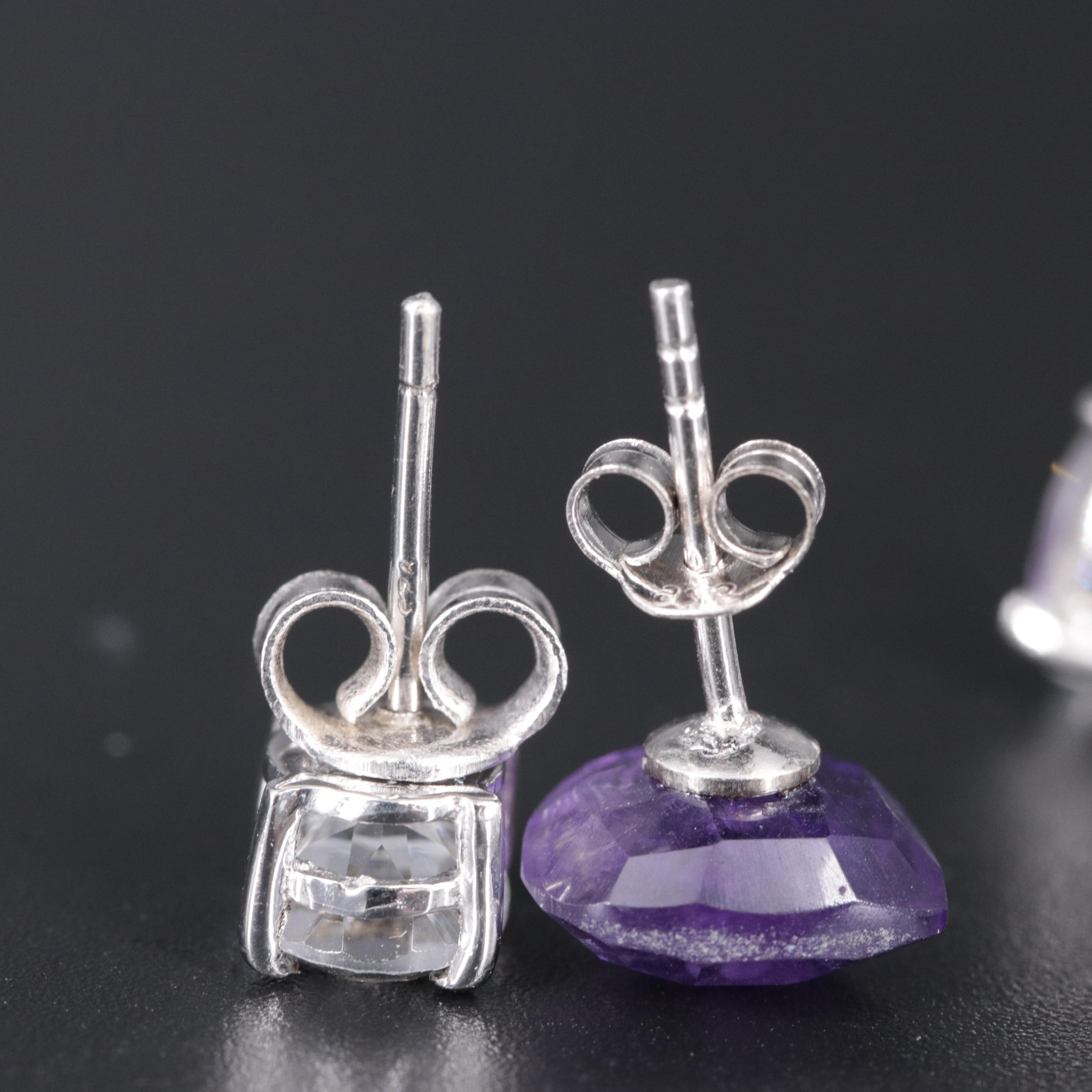 Sterling Stud Earrings Including Amethyst