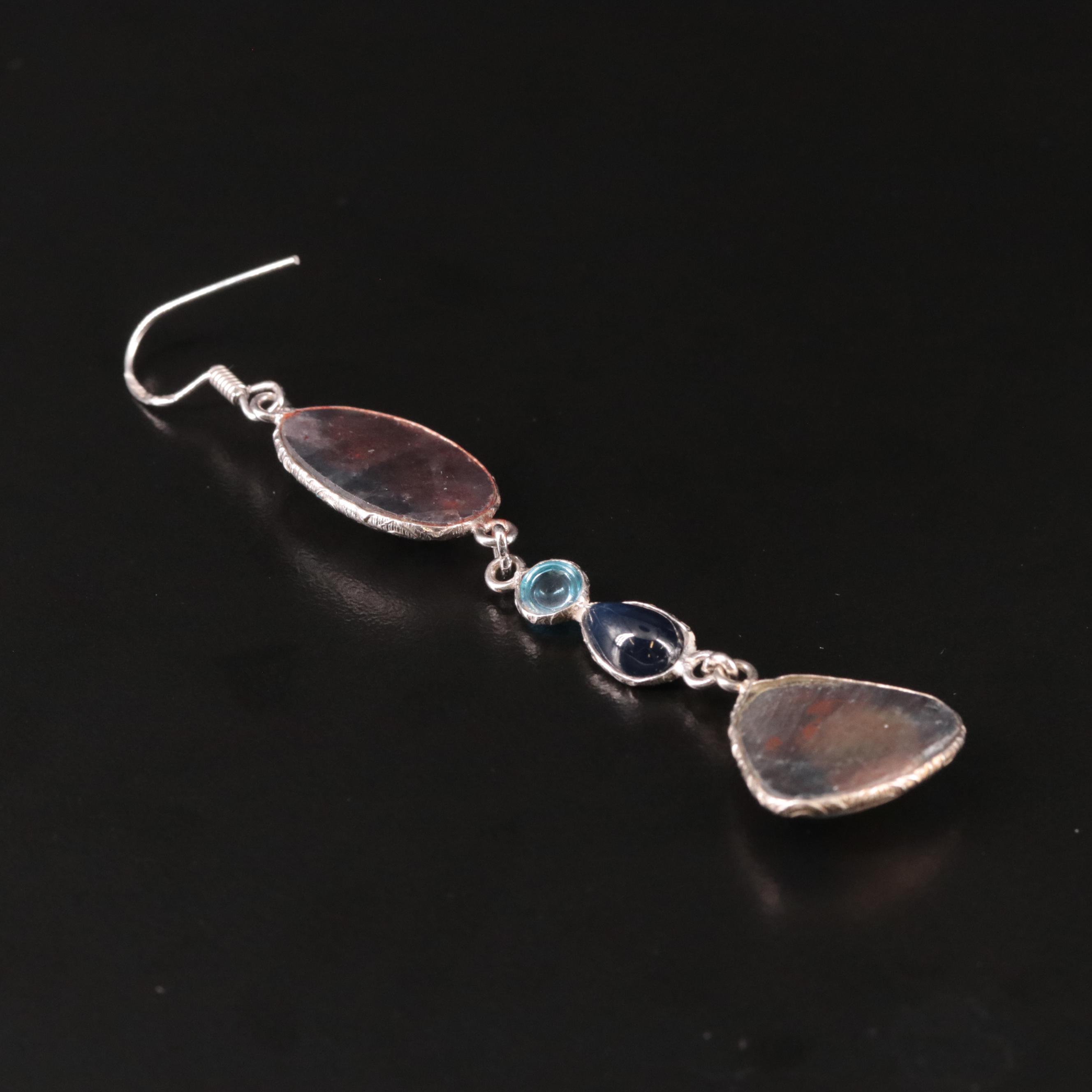 Sterling Sapphire and Blue Topaz Drop Earrings
