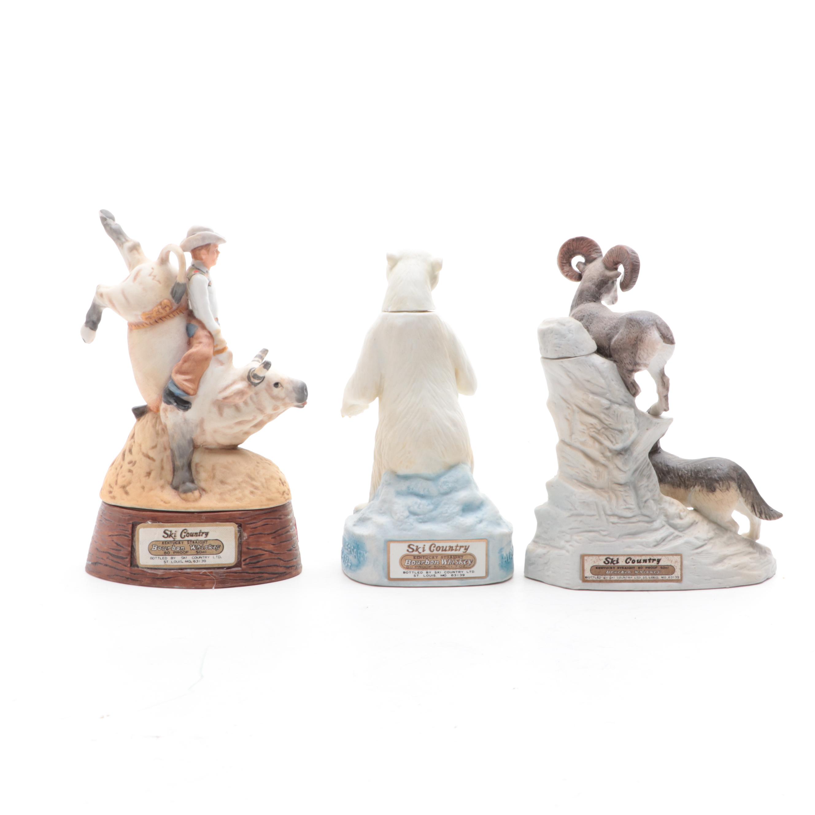 Ski Country "Gray Fox with Butterfly" and Other Animal Shaped Decanters