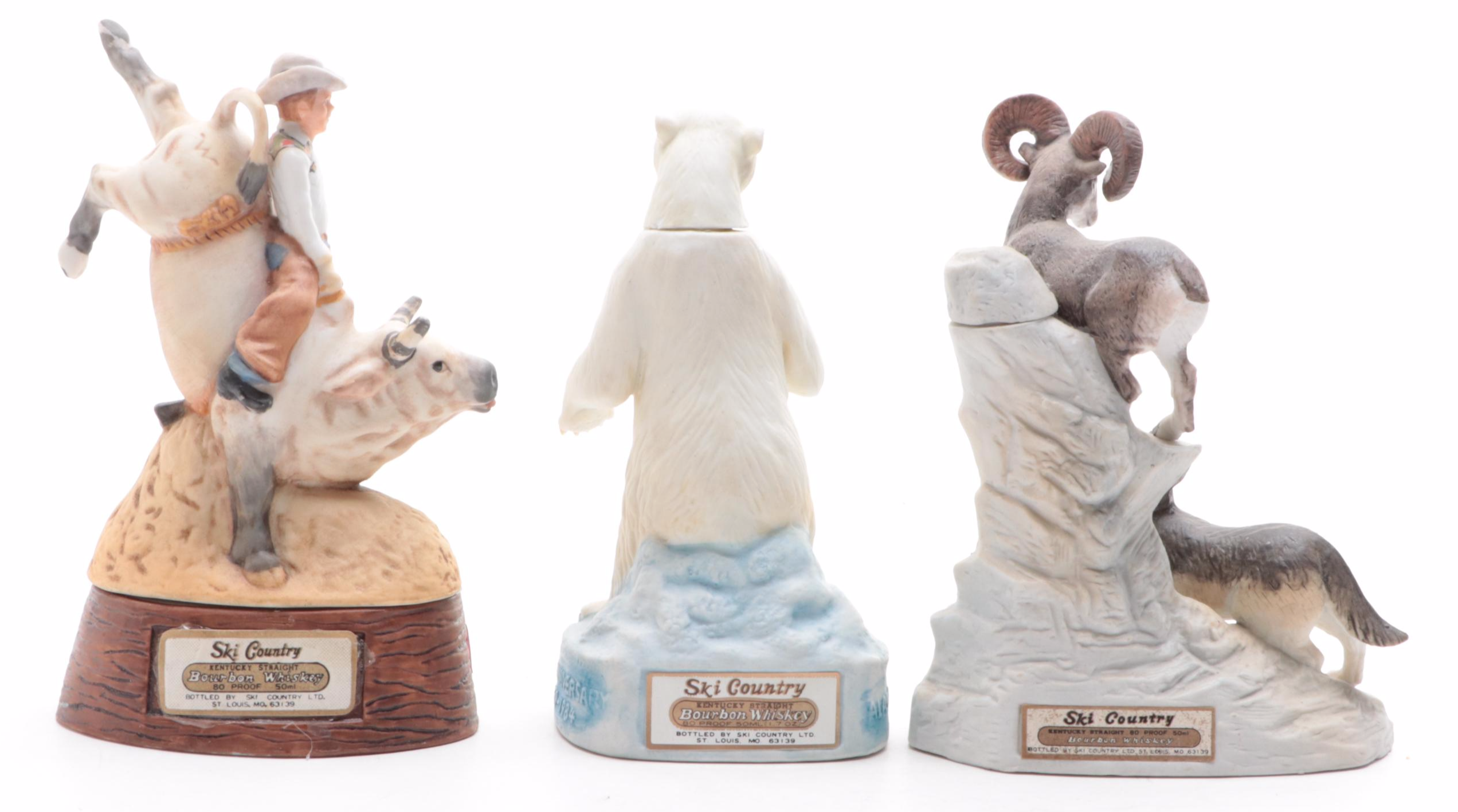 Ski Country "Gray Fox with Butterfly" and Other Animal Shaped Decanters
