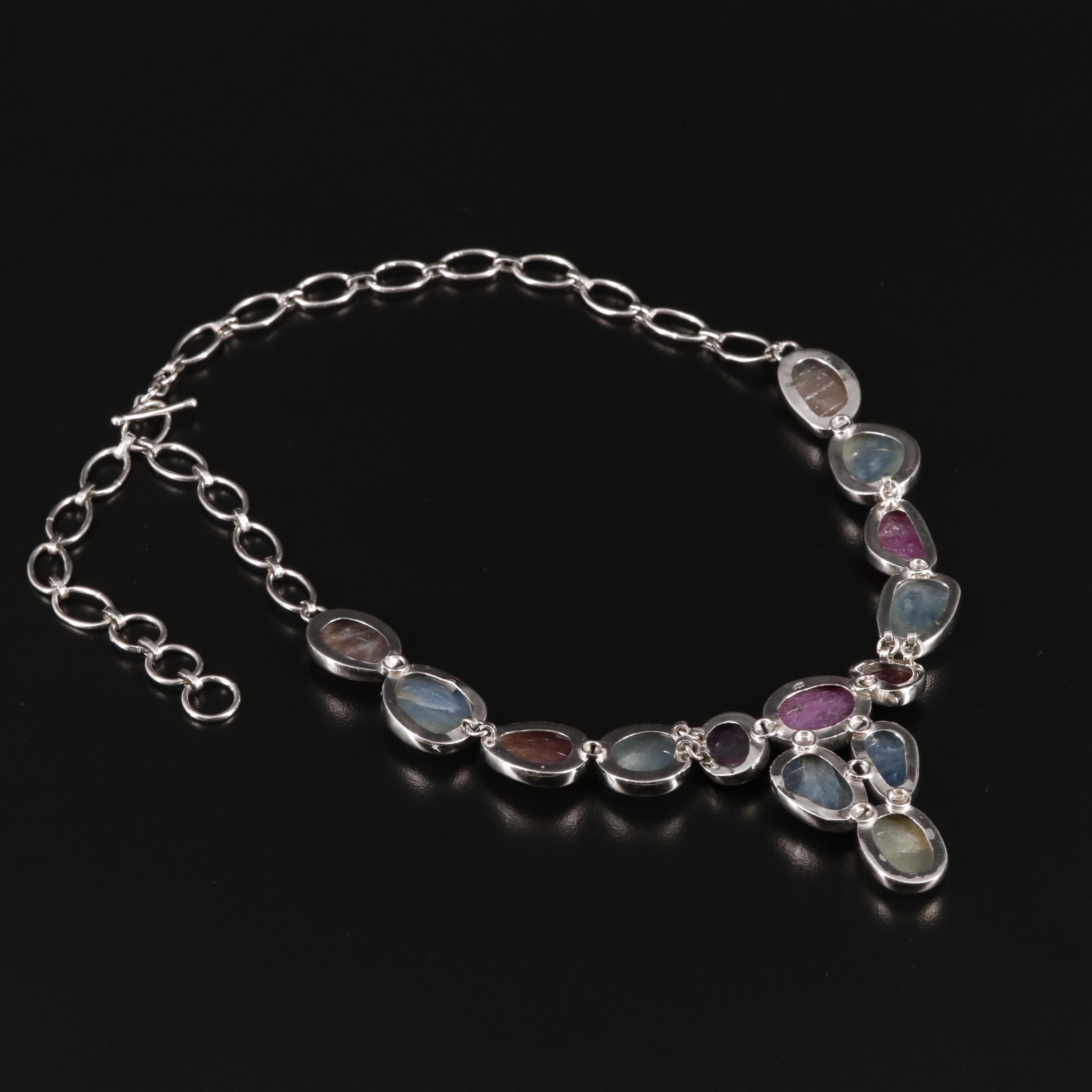 Sterling Sapphire and Ruby Necklace