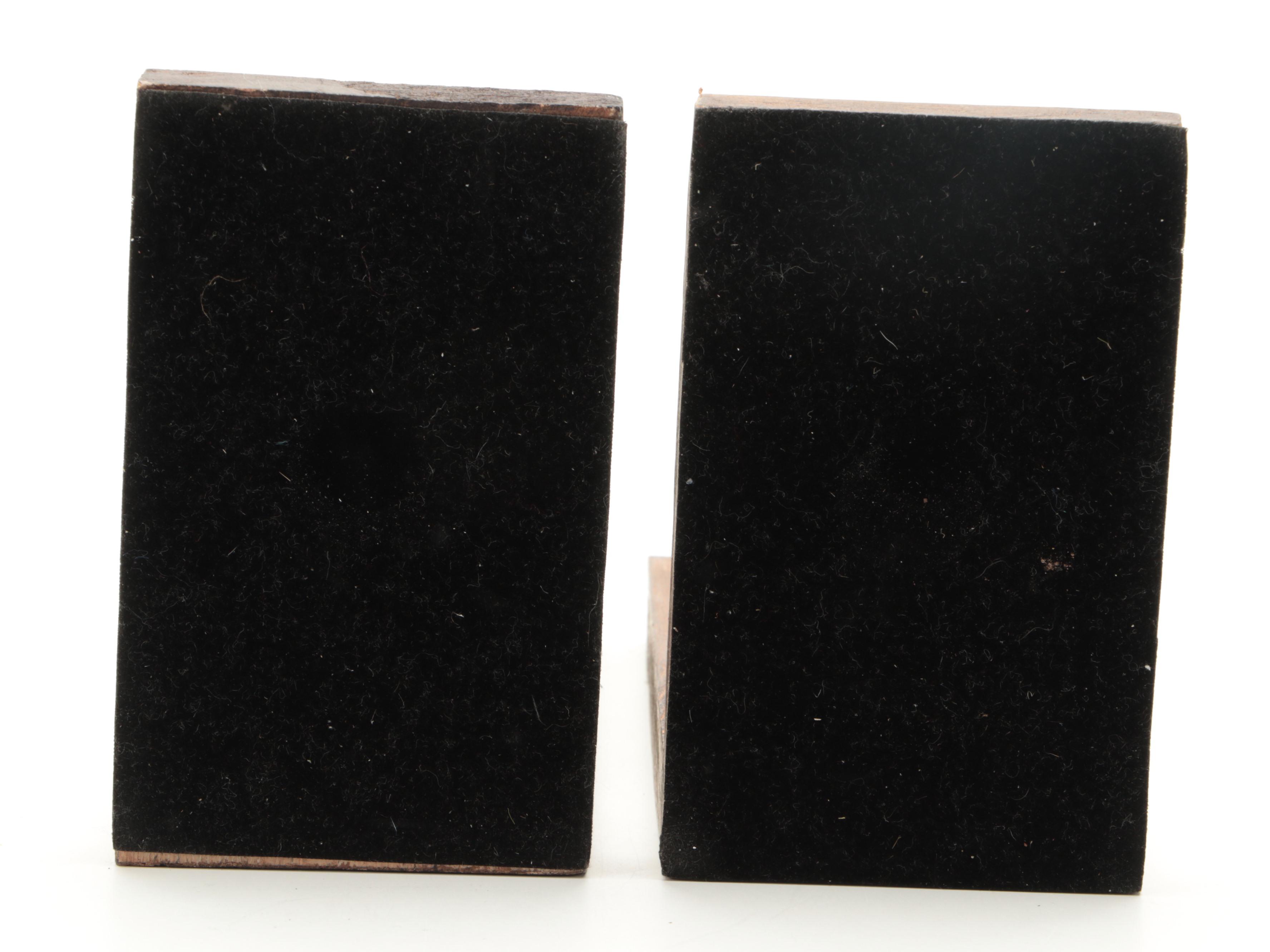 Gilt Metal Wire Bicycle Bookends with Banded Wood Spheres and Wall Décor