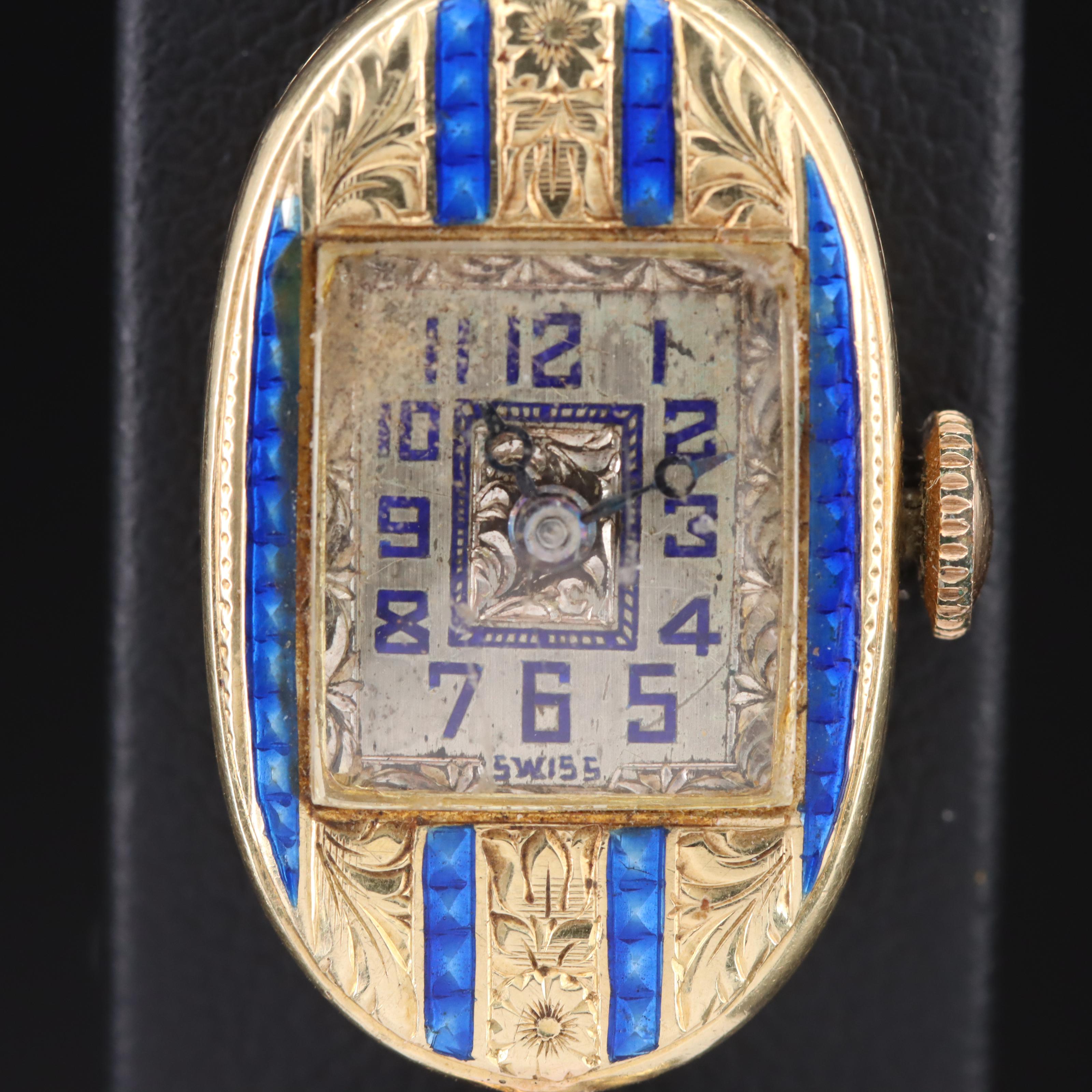 Vintage 14K and Enamel Cased Swiss Watch