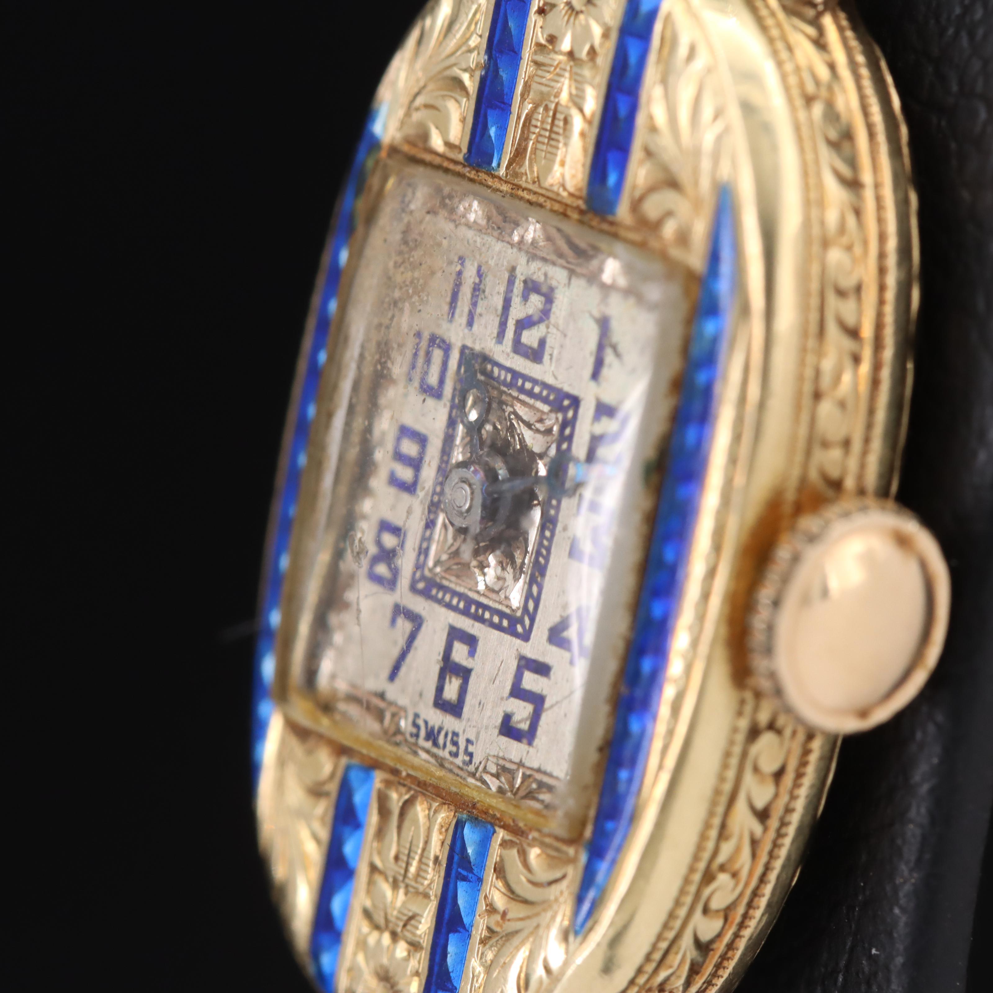 Vintage 14K and Enamel Cased Swiss Watch