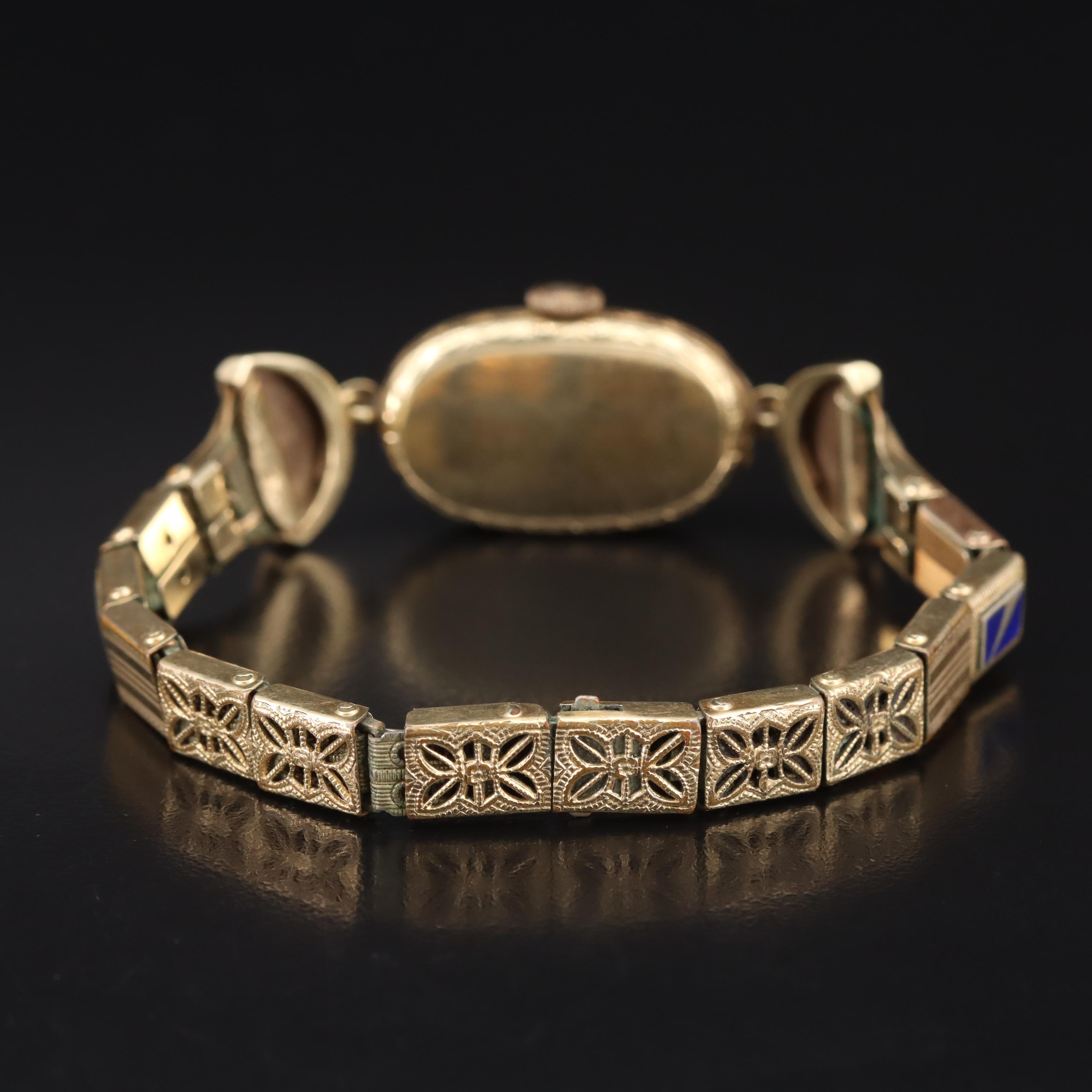 Vintage 14K and Enamel Cased Swiss Watch