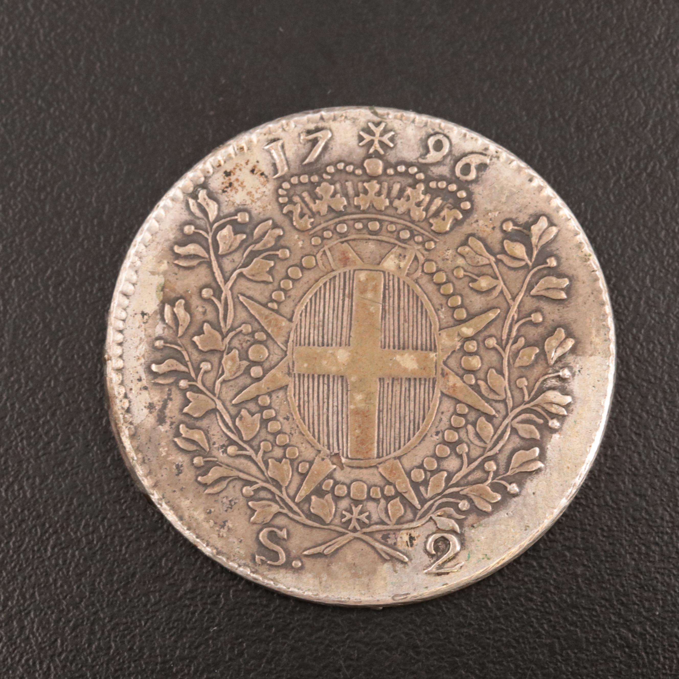 1796 Order of Malta 2 Scudi Silver Coin