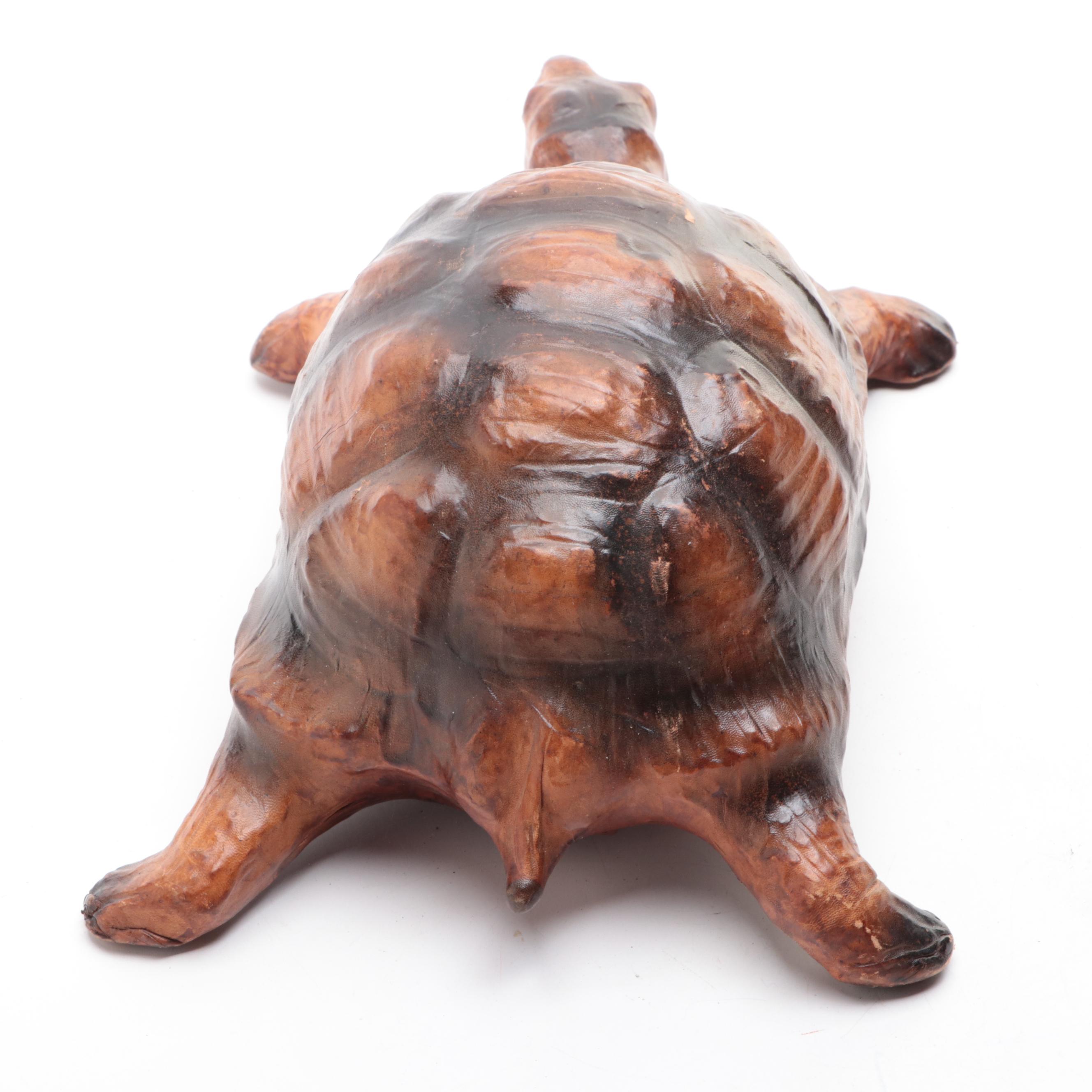Hand-Crafted Leather Covered Tortoise Figure, Mid to Late 20th Century