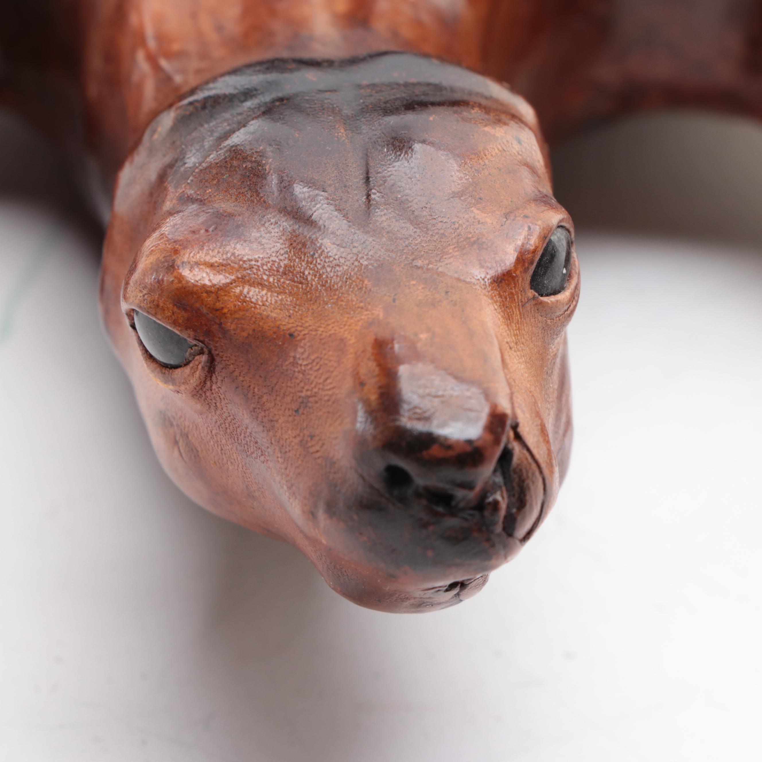 Hand-Crafted Leather Covered Tortoise Figure, Mid to Late 20th Century