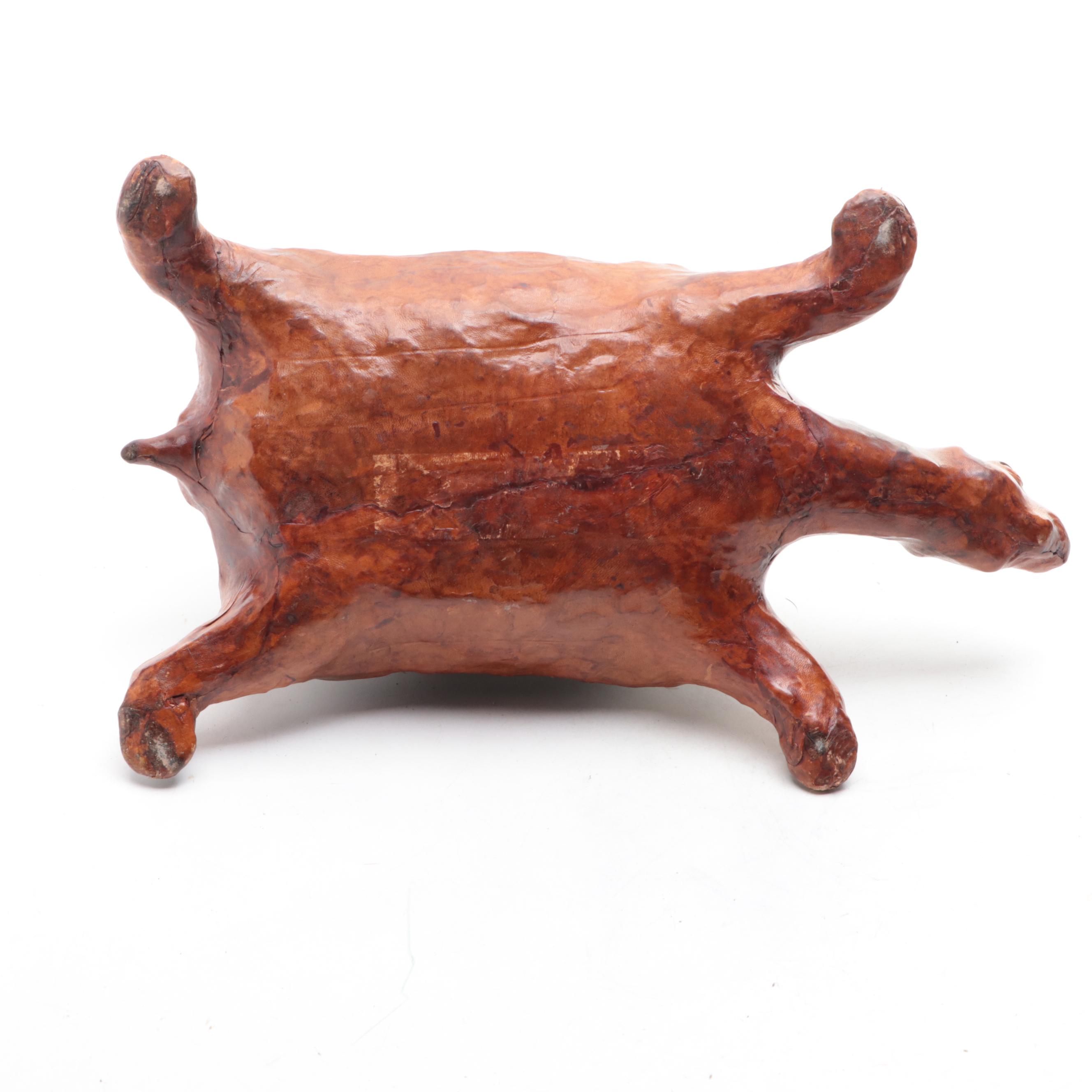 Hand-Crafted Leather Covered Tortoise Figure, Mid to Late 20th Century