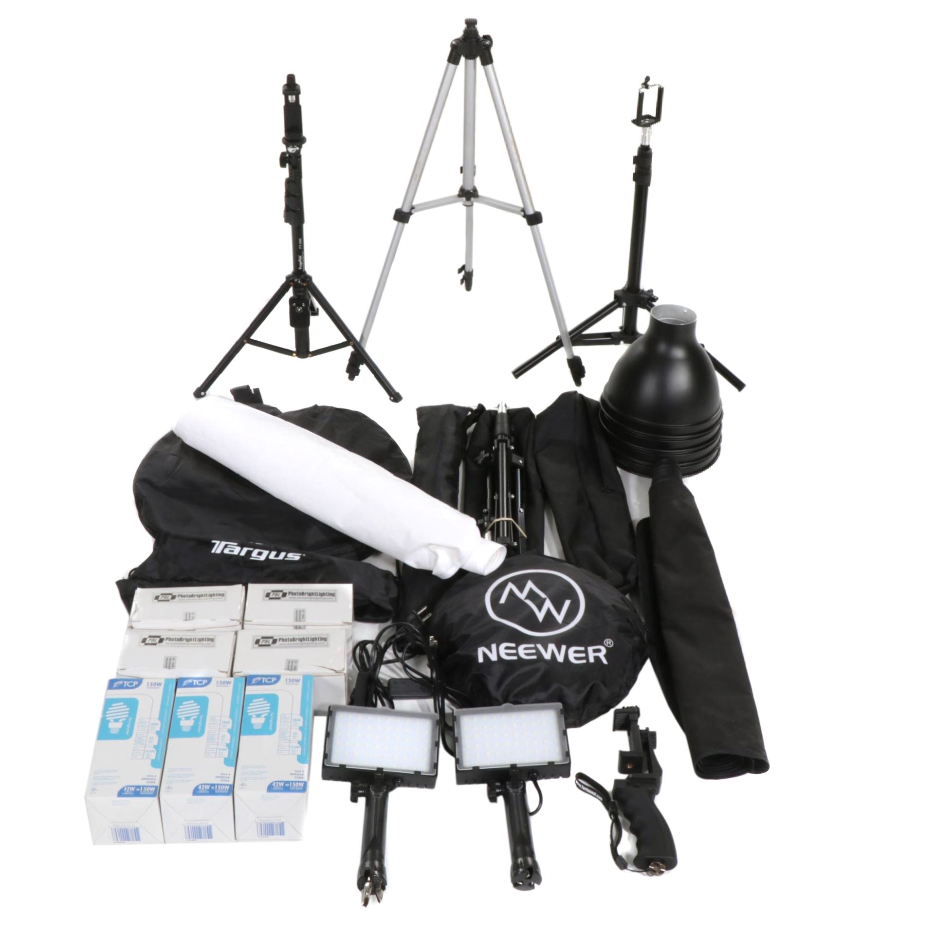 Studio Photographic Lighting Kit with Collapsible Tent, Backdrops, Tripods, More