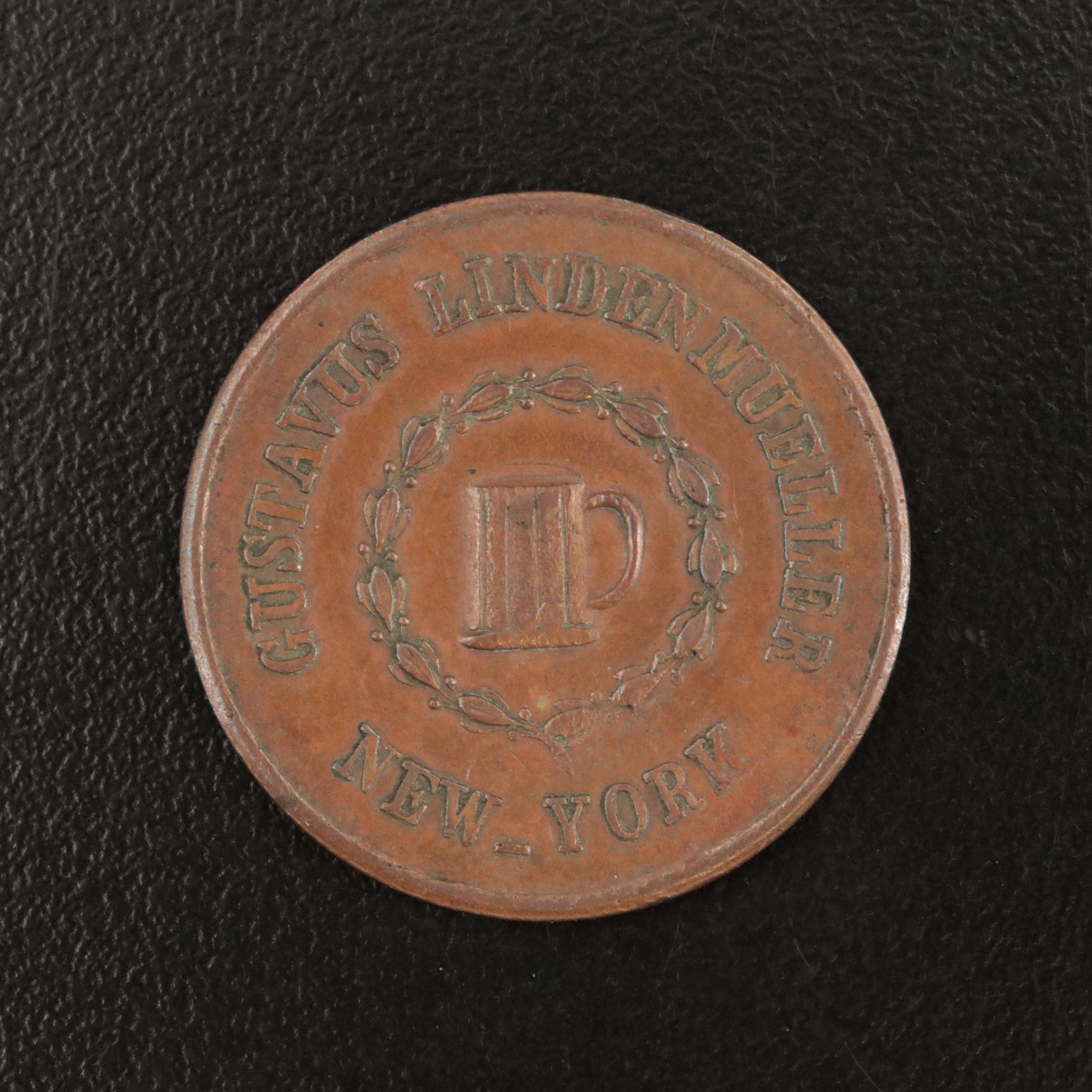 1863 Gustavus Lindenmuller Civil War Token