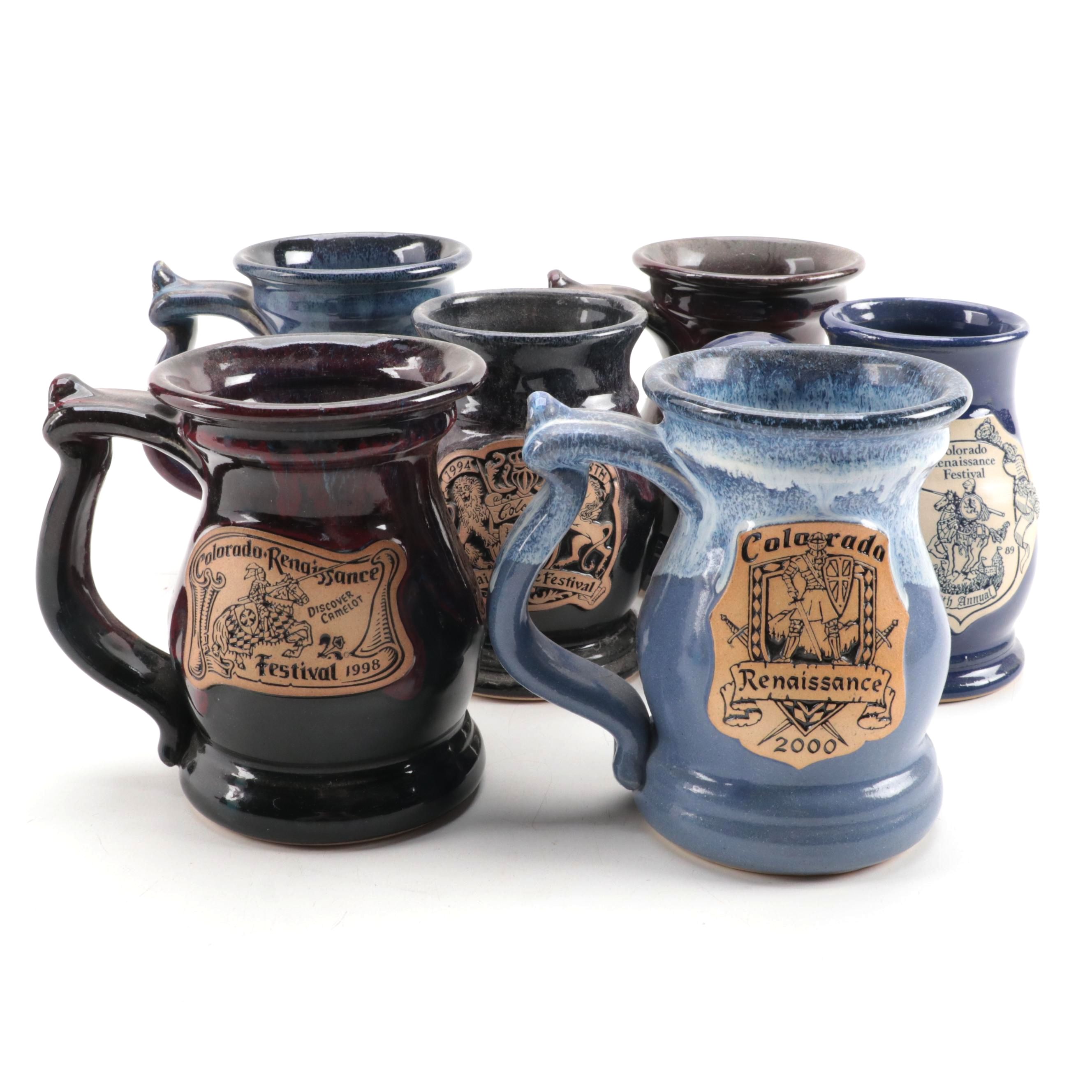 Colorado Renaissance Festival Stoneware Mugs, Late 20th/Early 21st Century