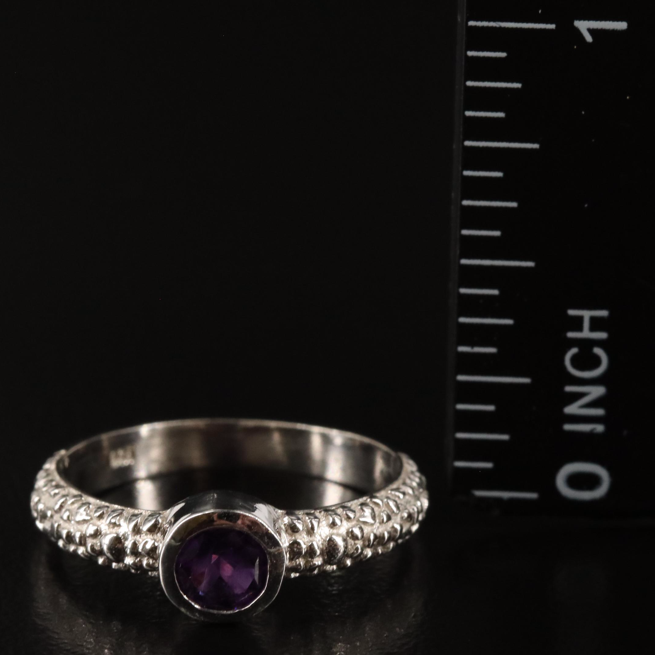 Sterling and Amethyst Textured Ring