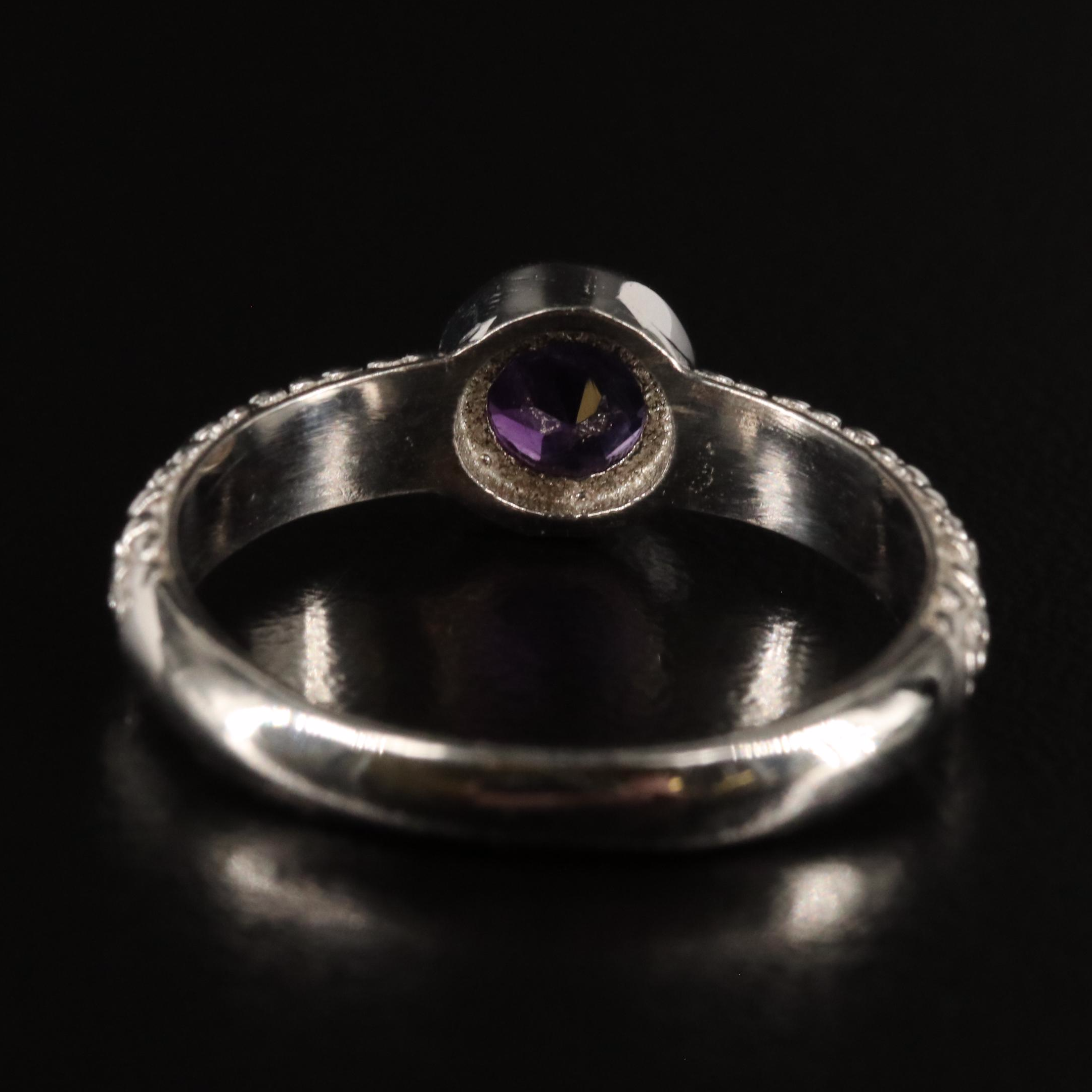 Sterling and Amethyst Textured Ring