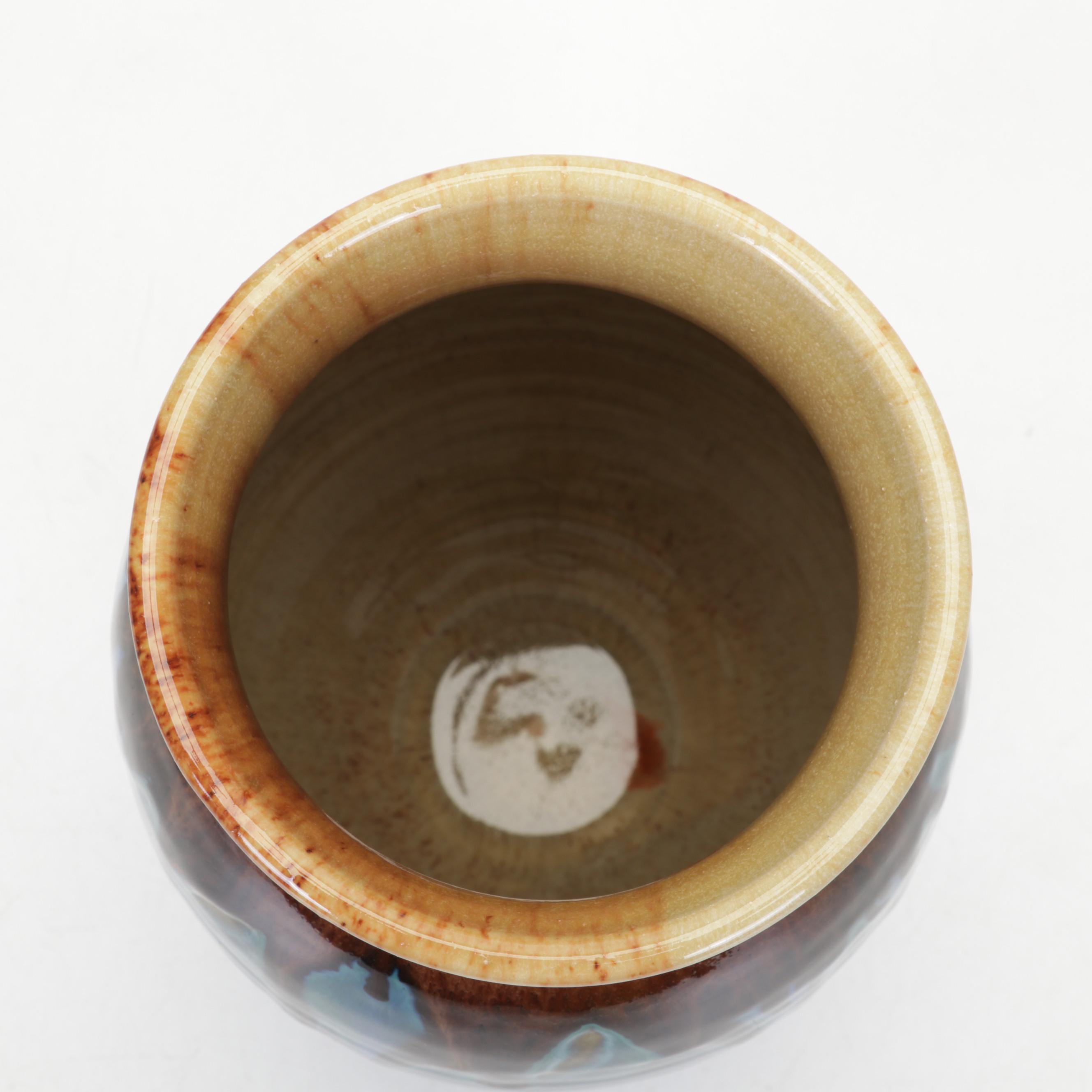 Thomas Arakawa Arts and Crafts Style Vase with Louise Miller Drip Glaze Vase