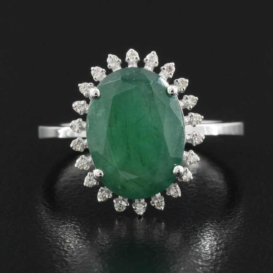 14K 3.74 CT Emerald and Diamond Ring