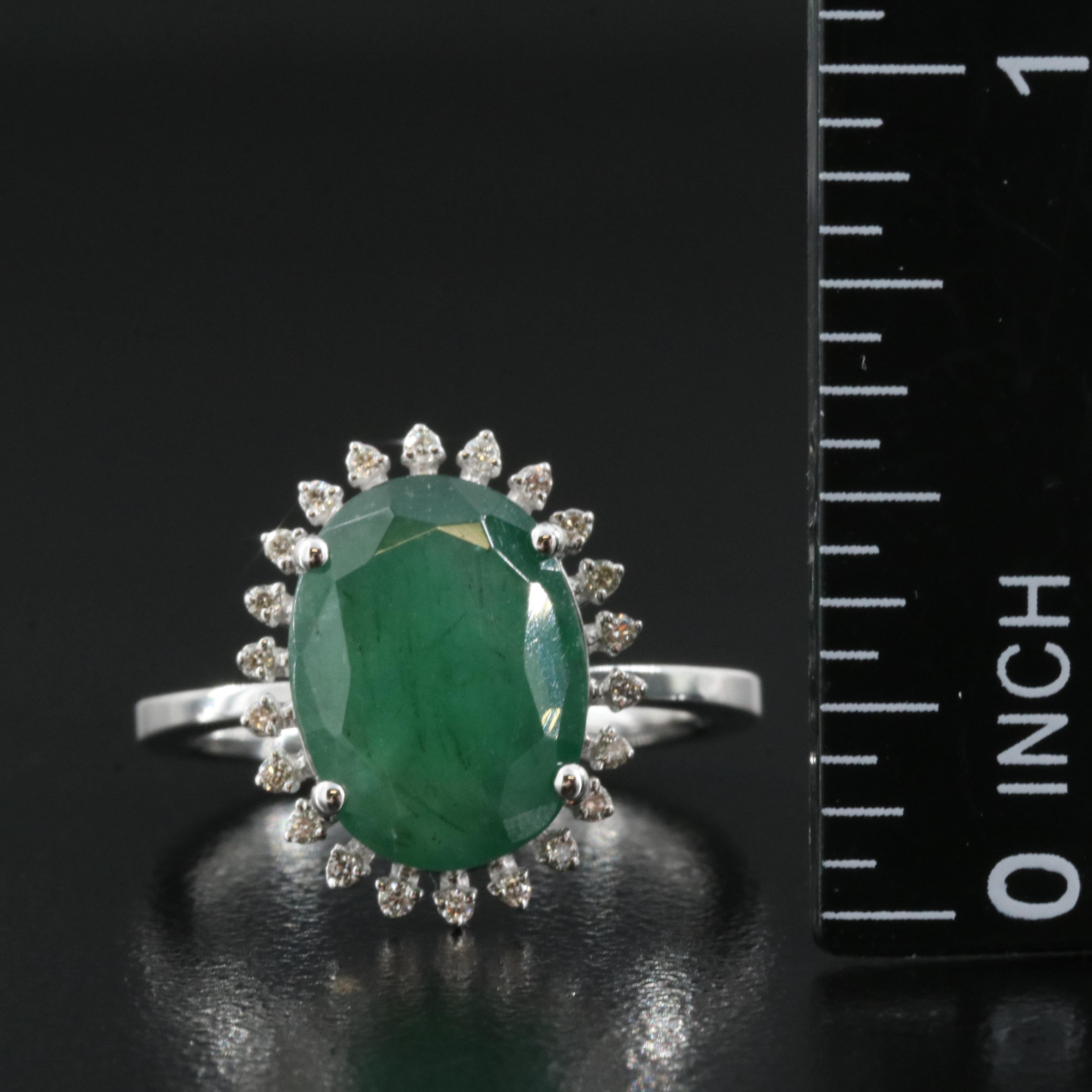 14K 3.74 CT Emerald and Diamond Ring