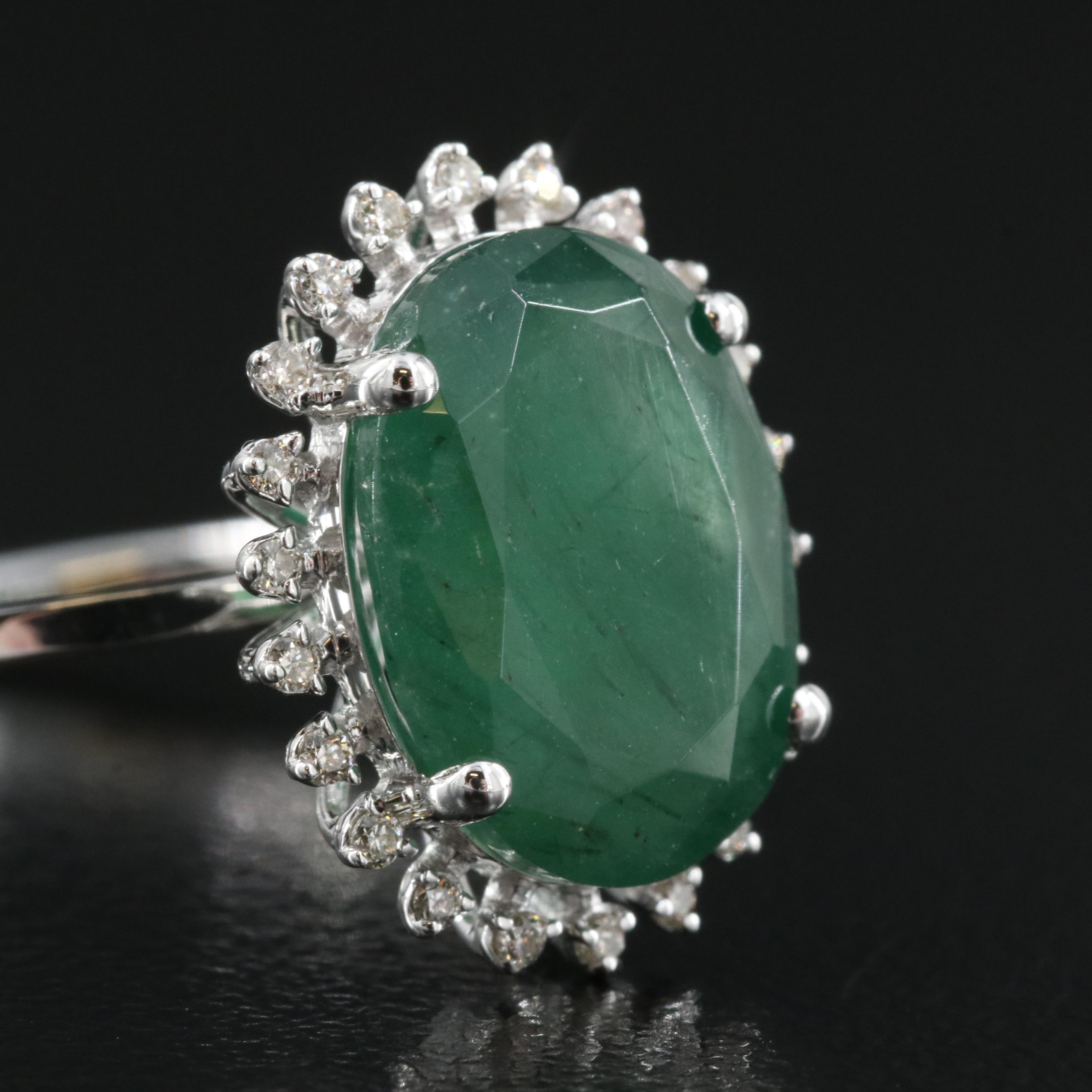 14K 3.74 CT Emerald and Diamond Ring