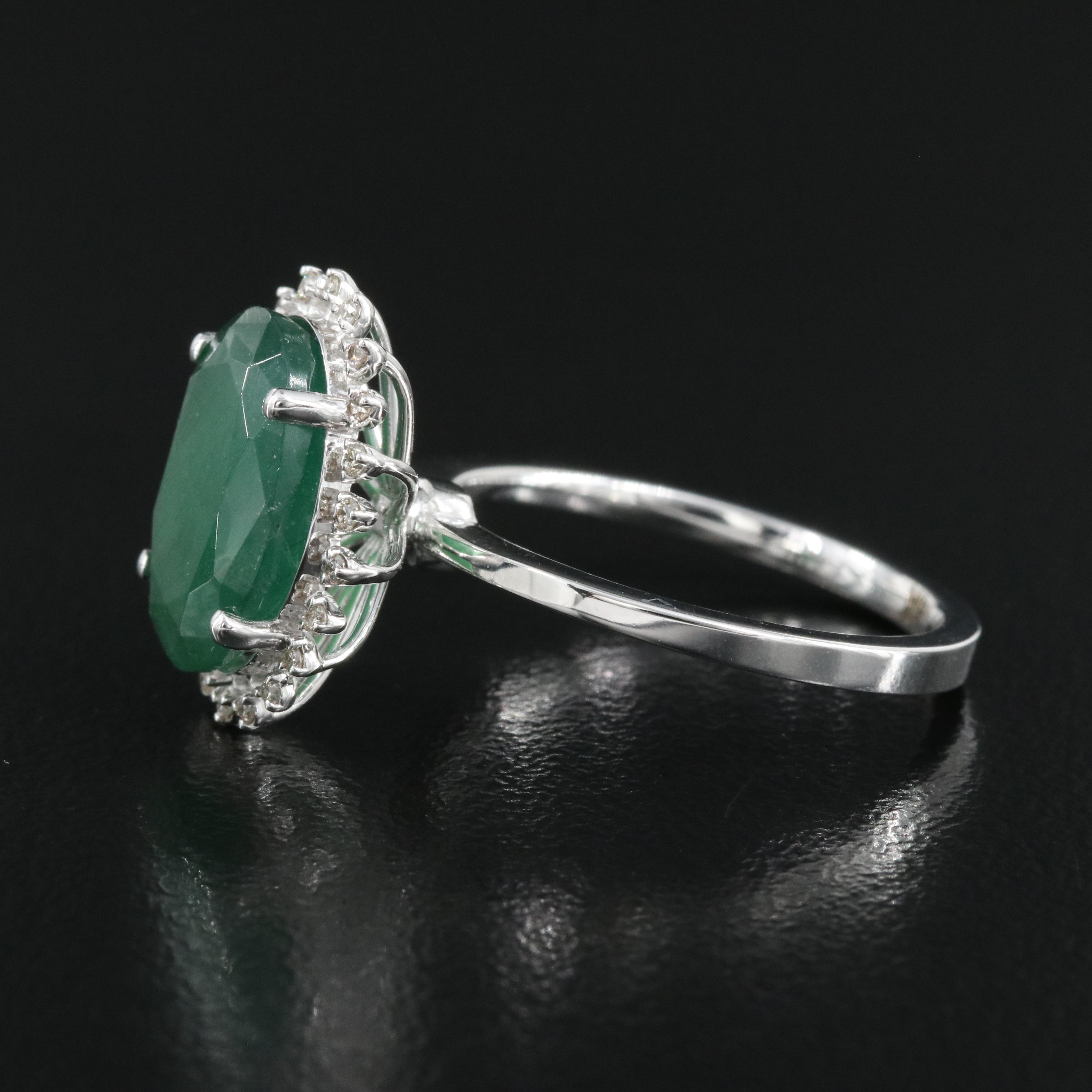 14K 3.74 CT Emerald and Diamond Ring