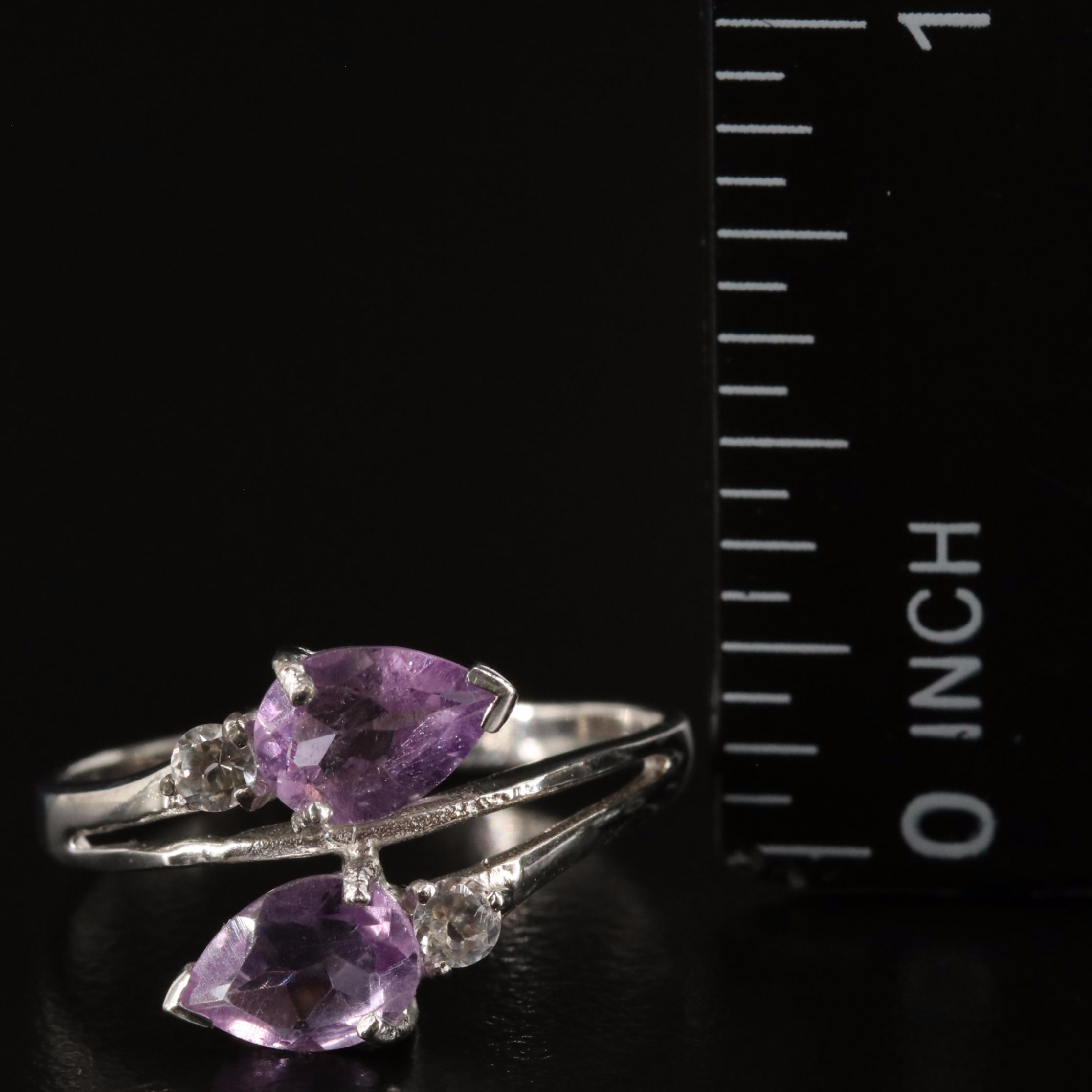 Sterling Amethyst and White Topaz Bypass Ring