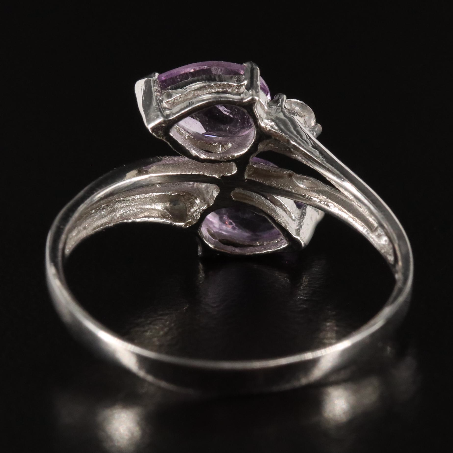 Sterling Amethyst and White Topaz Bypass Ring